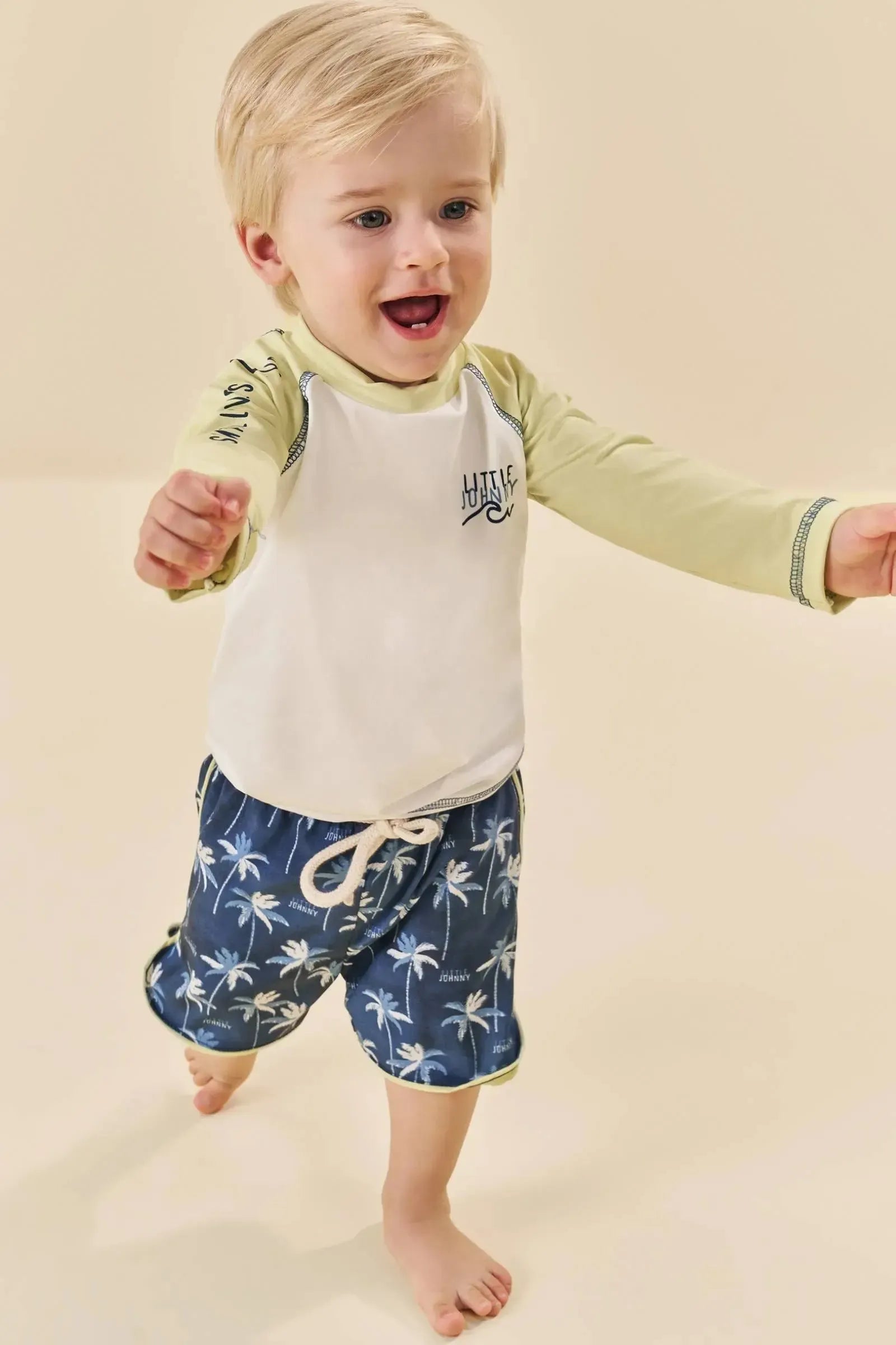 Conjunto de Camiseta em Malha Uv Dry e Bermuda em Nylon Ergonomic com Elastano 85357 Johnny Fox Bebê Menino