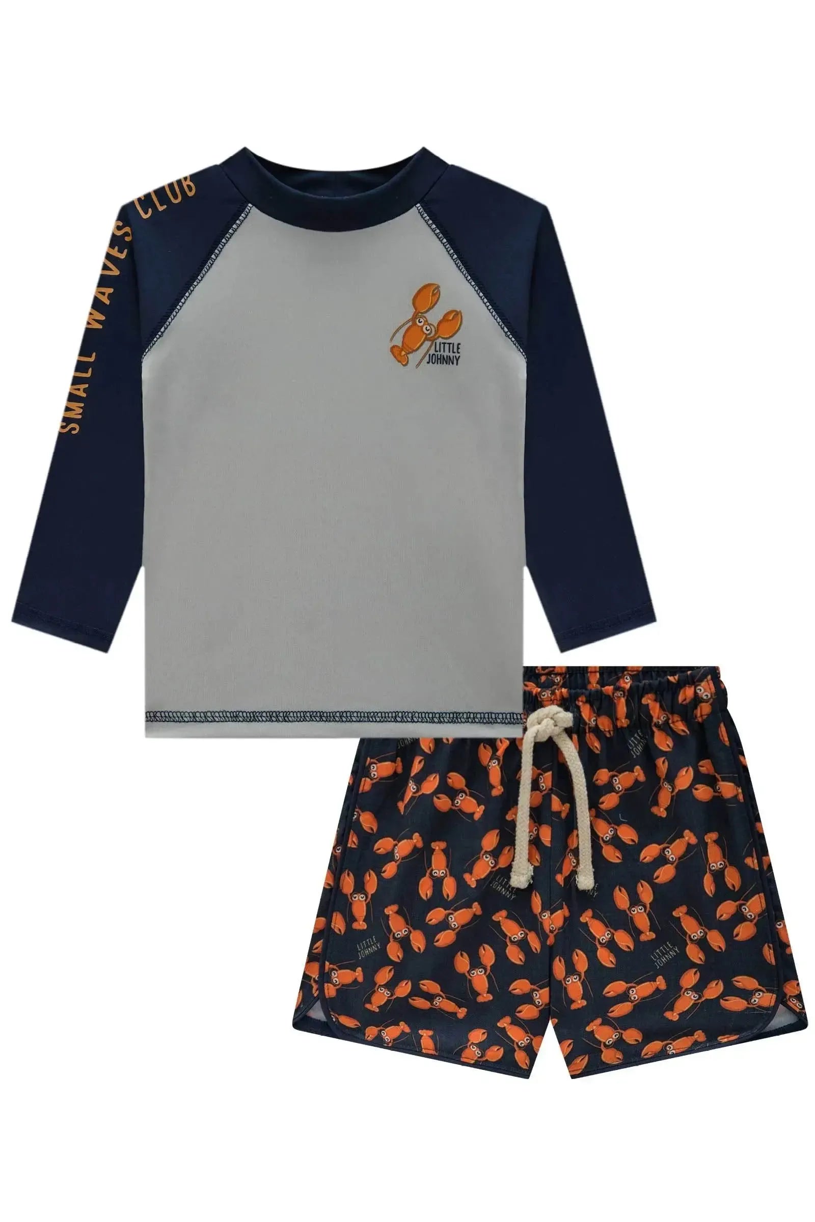 Conjunto de Camiseta em Malha Uv Dry e Bermuda em Nylon Ergonomic com Elastano 85357 Johnny Fox Bebê Menino
