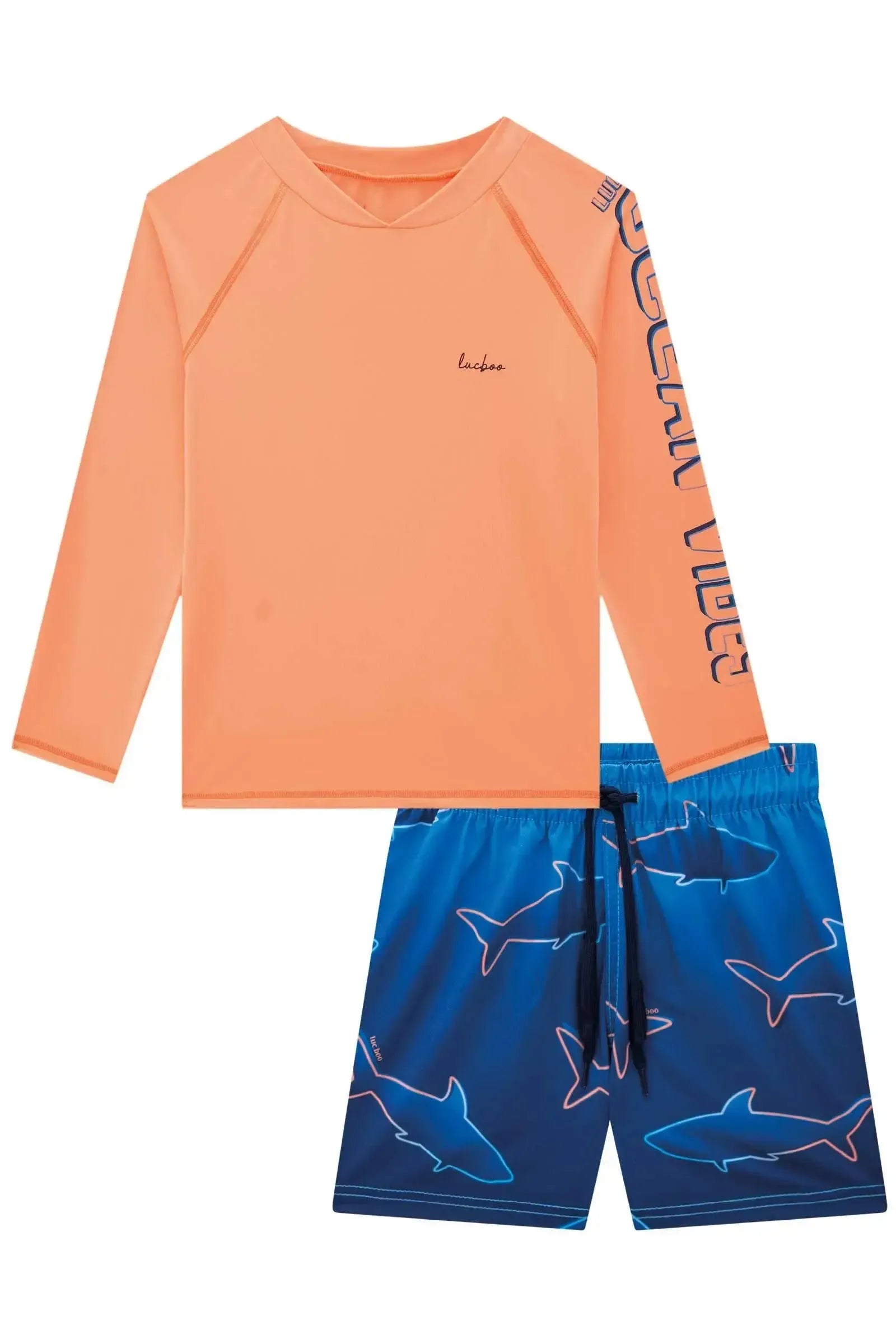 Conjunto de Camiseta em Malha UV Dry UV50+ e Bermuda Boxer em Nylon Ergonomic com Elastano 85167 LucBoo Infantil Menino