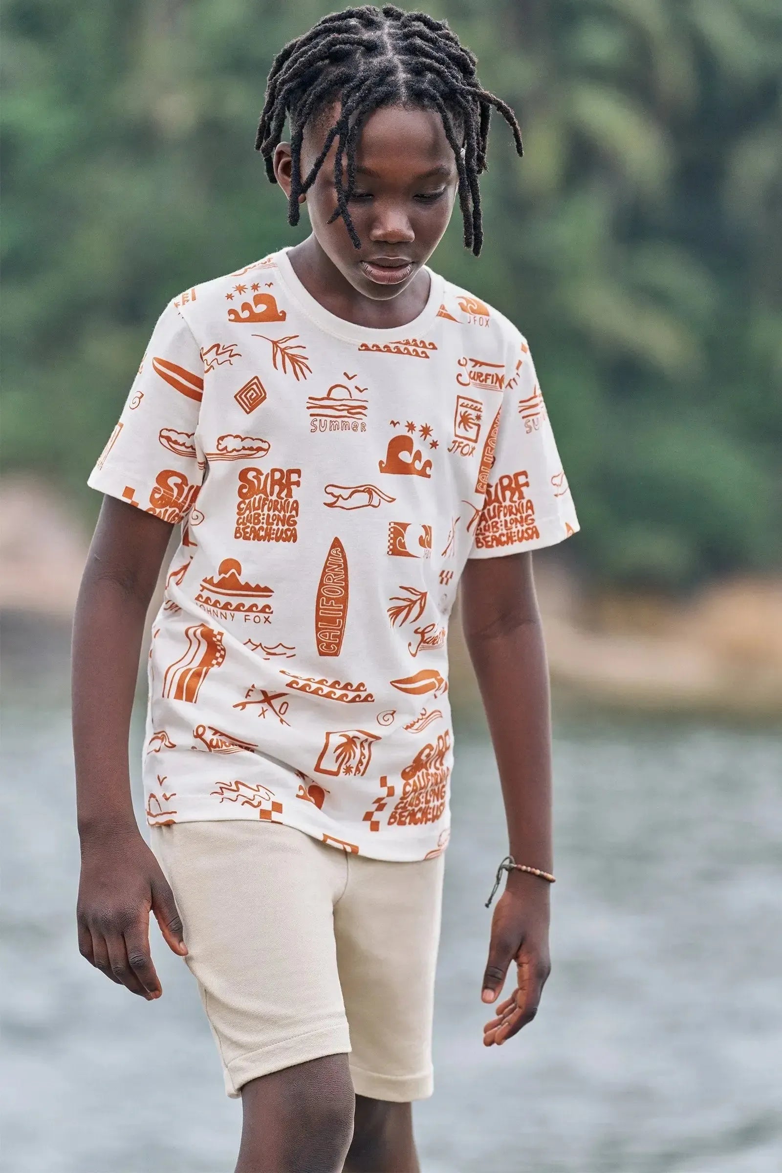 Conjunto de Camiseta em Meia Malha com Bermuda em Moletwill com Elastano 84068 Johnny Fox Teen Menino