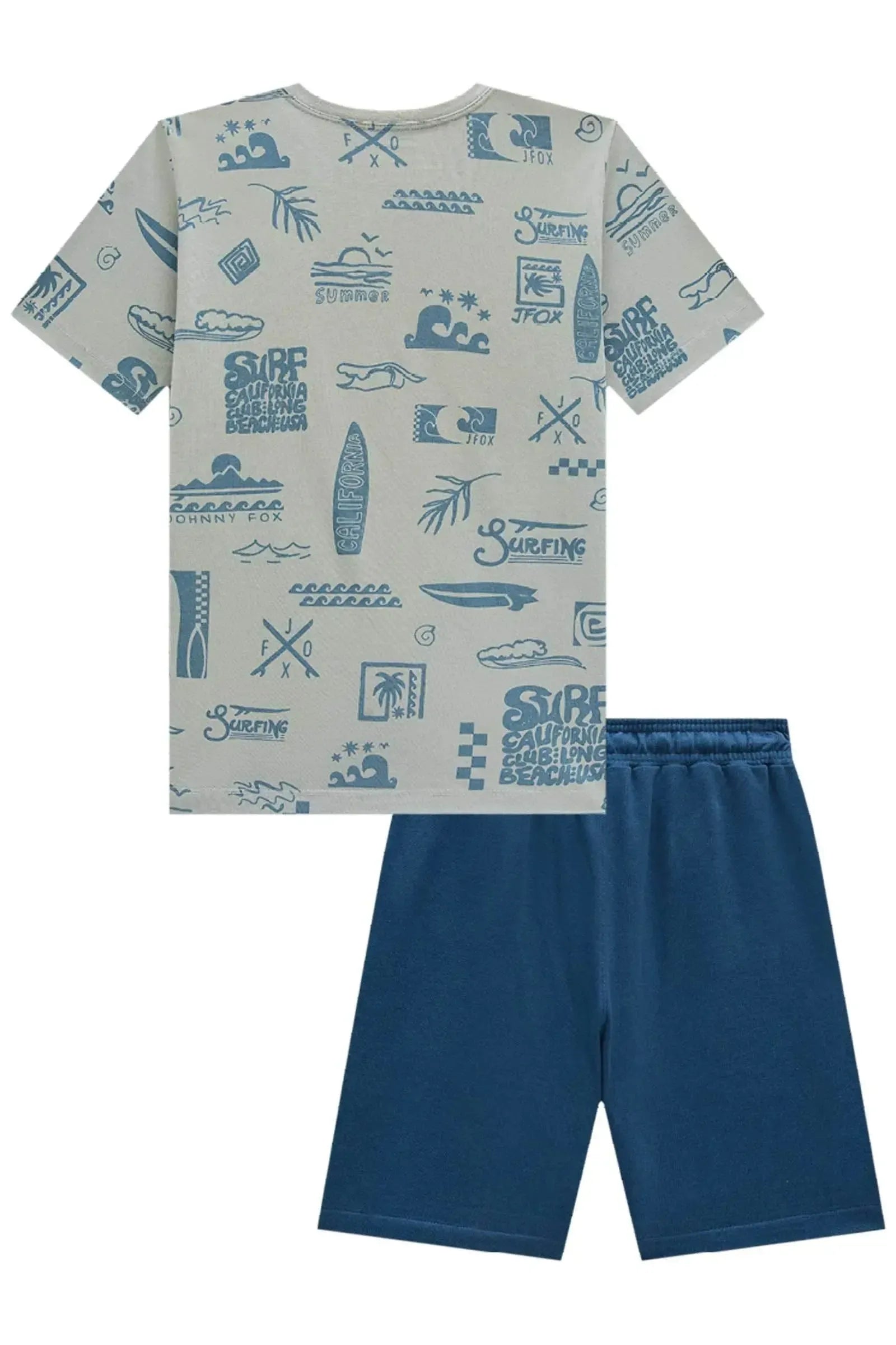 Conjunto de Camiseta em Meia Malha com Bermuda em Moletwill com Elastano 84068 Johnny Fox Teen Menino