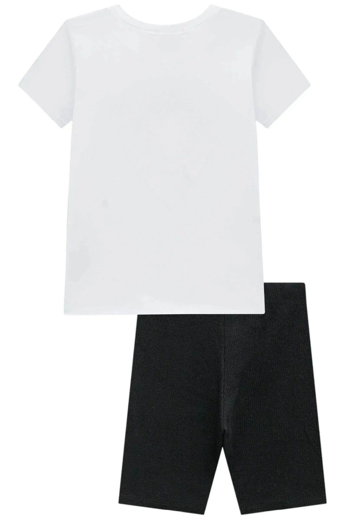 Conjunto de Camiseta em Meia Malha e Bermuda Biker em Canelado 98791 Kukiê Infantil Menina