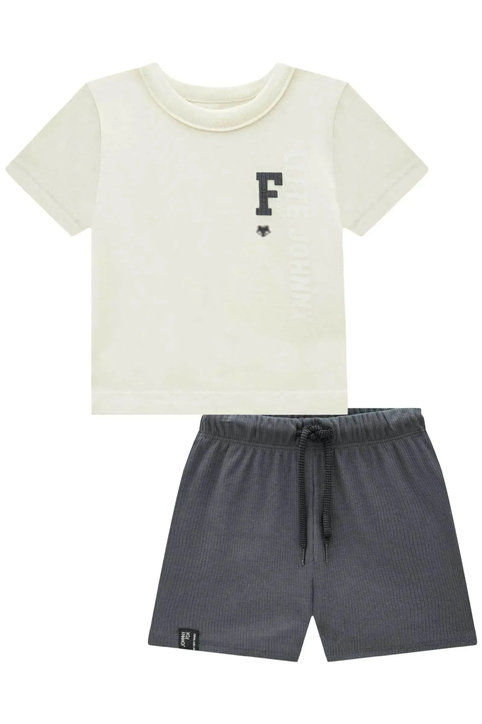Conjunto de Camiseta em Meia Malha e Bermuda em Canelado Liz com Elastano 93025 Johnny Fox Bebê Menino