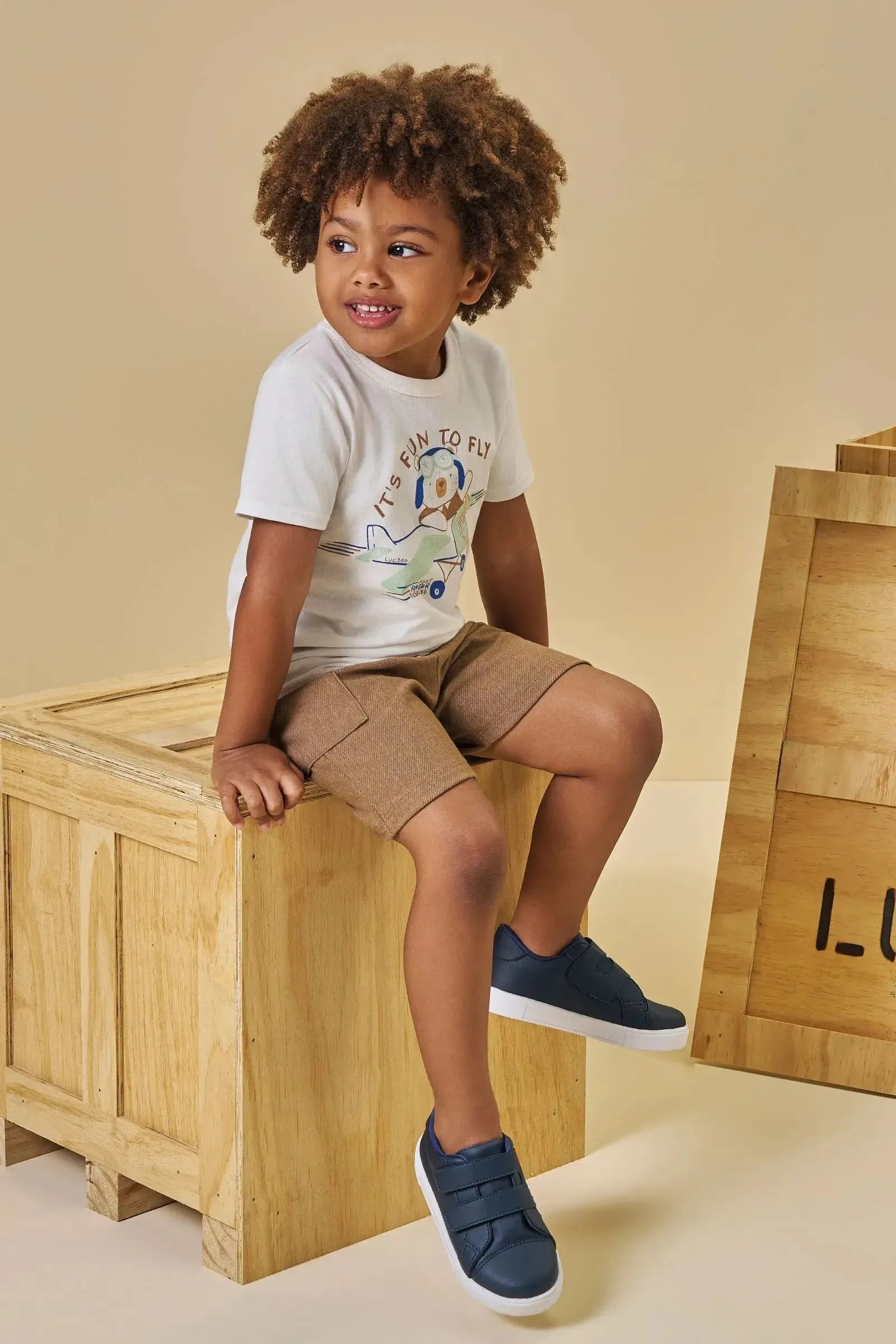 Conjunto de Camiseta em Meia Malha e Bermuda em Cotton Jeans com Elastano 94553 LucBoo Infantil Menino