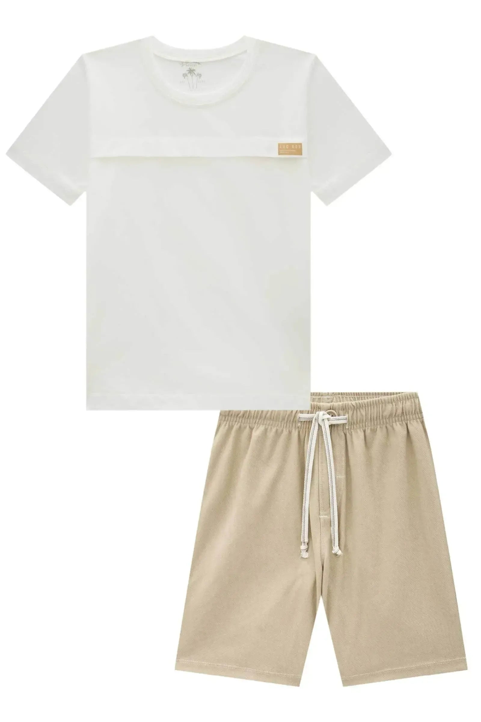 Conjunto de Camiseta em Meia Malha e Bermuda em Cotton Jeans com Elastano 86585 LucBoo Infantil Menino