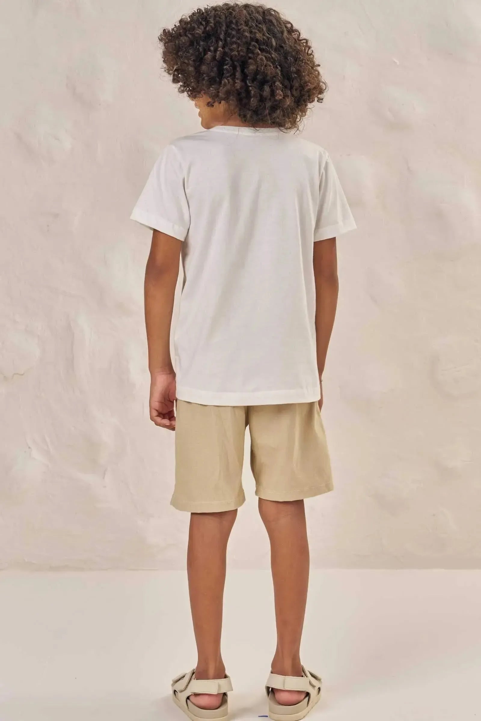 Conjunto de Camiseta em Meia Malha e Bermuda em Cotton Jeans com Elastano 86585 LucBoo Infantil Menino