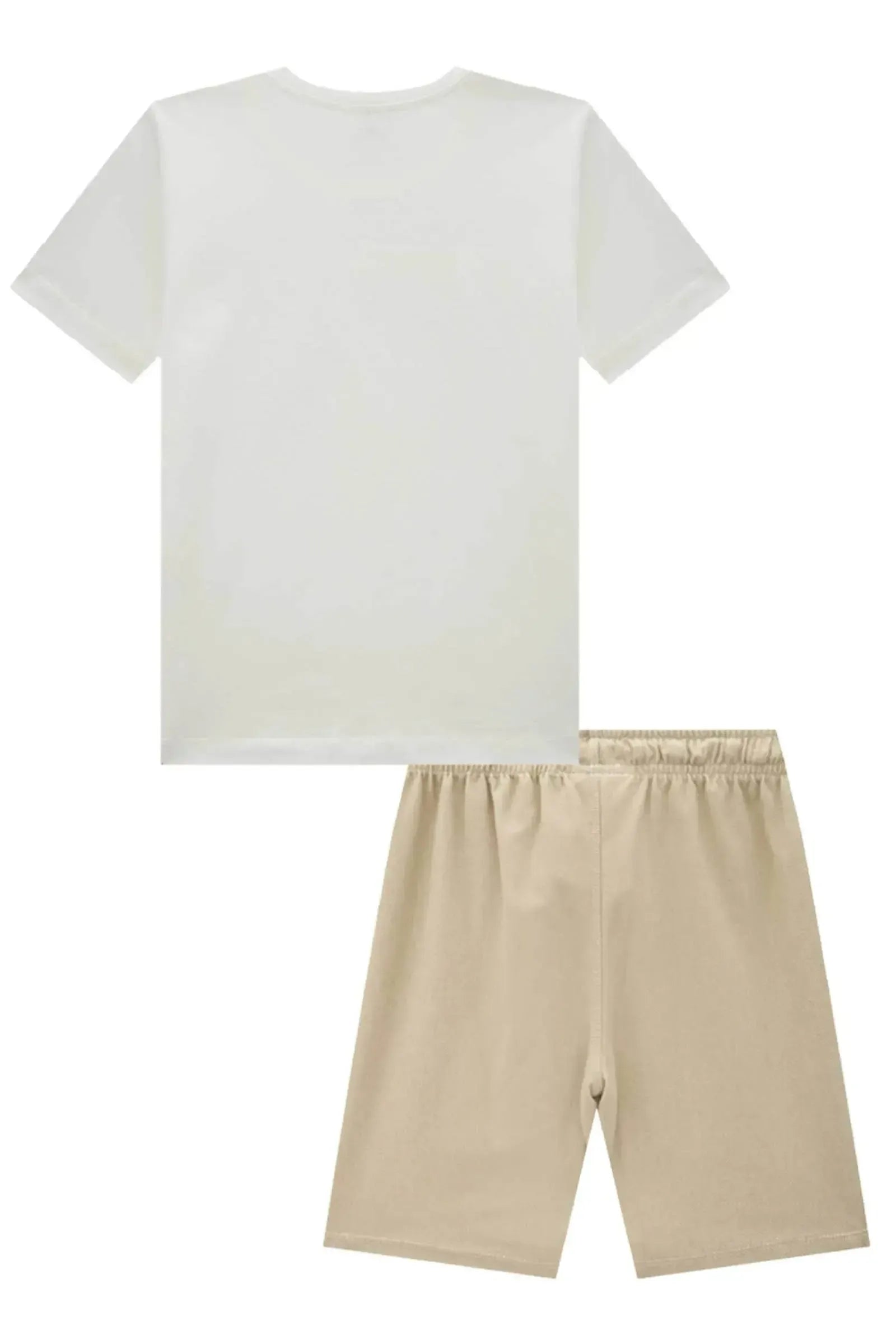 Conjunto de Camiseta em Meia Malha e Bermuda em Cotton Jeans com Elastano 86585 LucBoo Infantil Menino
