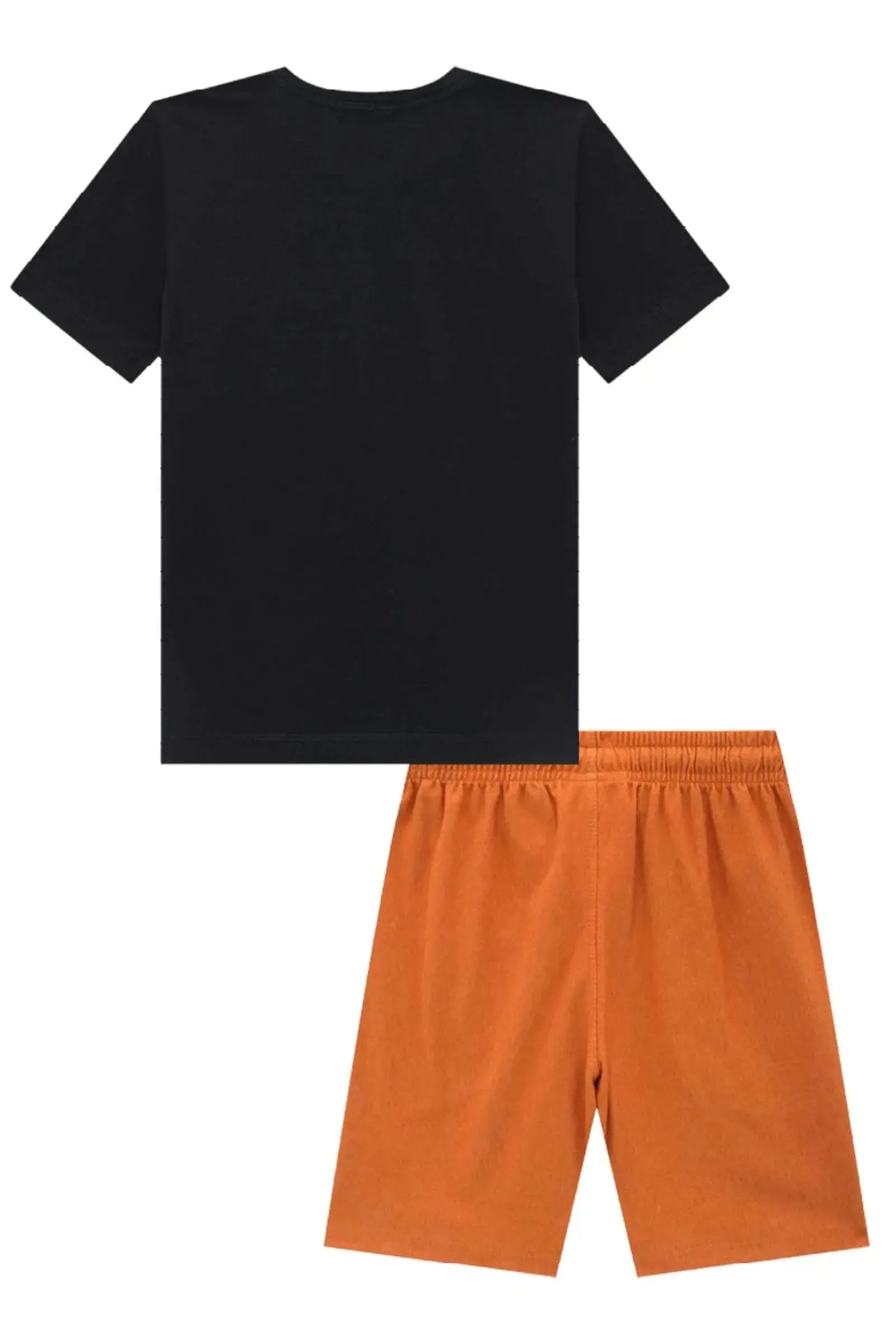 Conjunto de Camiseta em Meia Malha e Bermuda em Cotton Jeans com Elastano 87601 LucBoo Infantil Menino