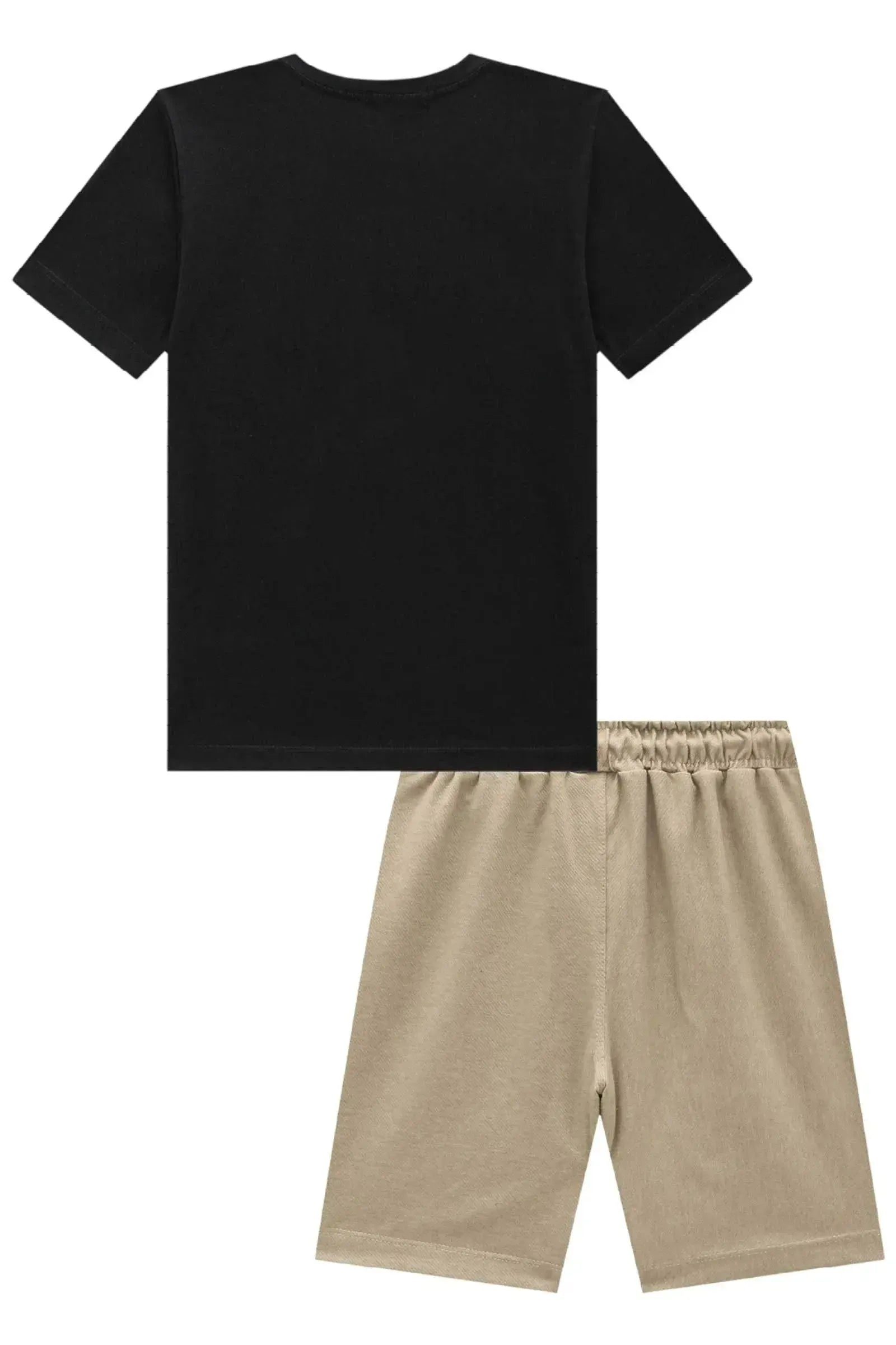 Conjunto de Camiseta em Meia Malha e Bermuda em Cotton Jeans com Elastano 92396 LucBoo Infantil Menino