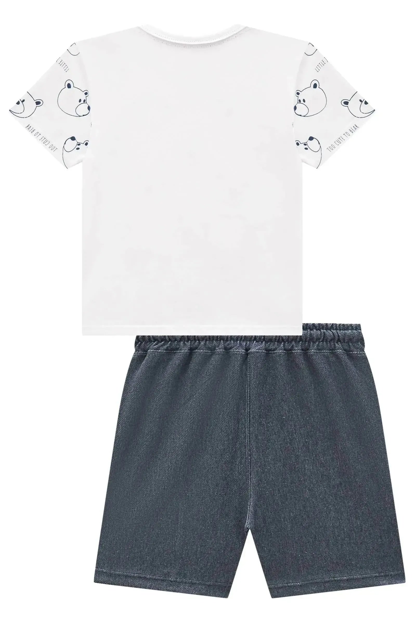 Conjunto de Camiseta em Meia Malha e Bermuda em Cotton Jeans com Elastano 95176 Johnny Fox Teen Menino