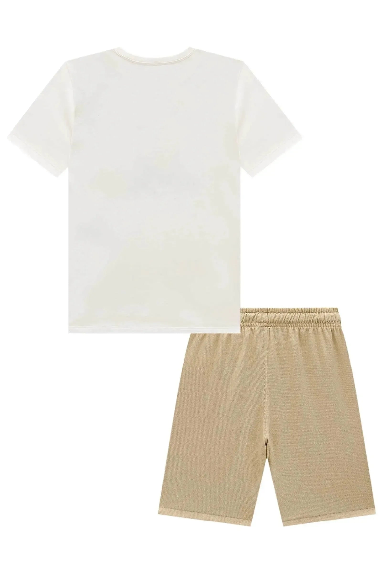 Conjunto de Camiseta em Meia Malha e Bermuda em Cotton Jeans com Elastano 95690 Johnny Fox Teen Menino