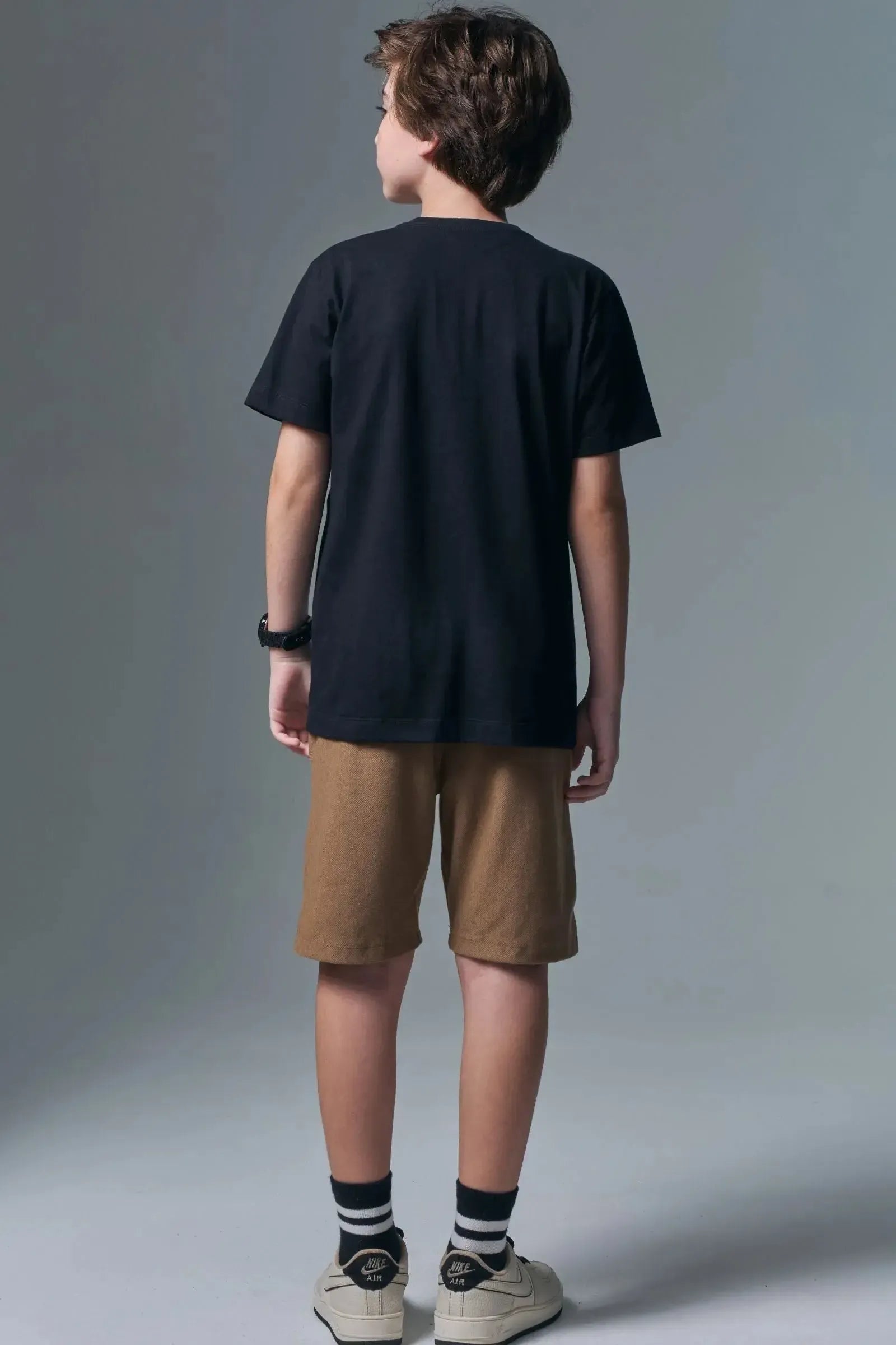 Conjunto de Camiseta em Meia Malha e Bermuda em Cotton Jeans com Elastano 96850 Johnny Fox Teen Menino