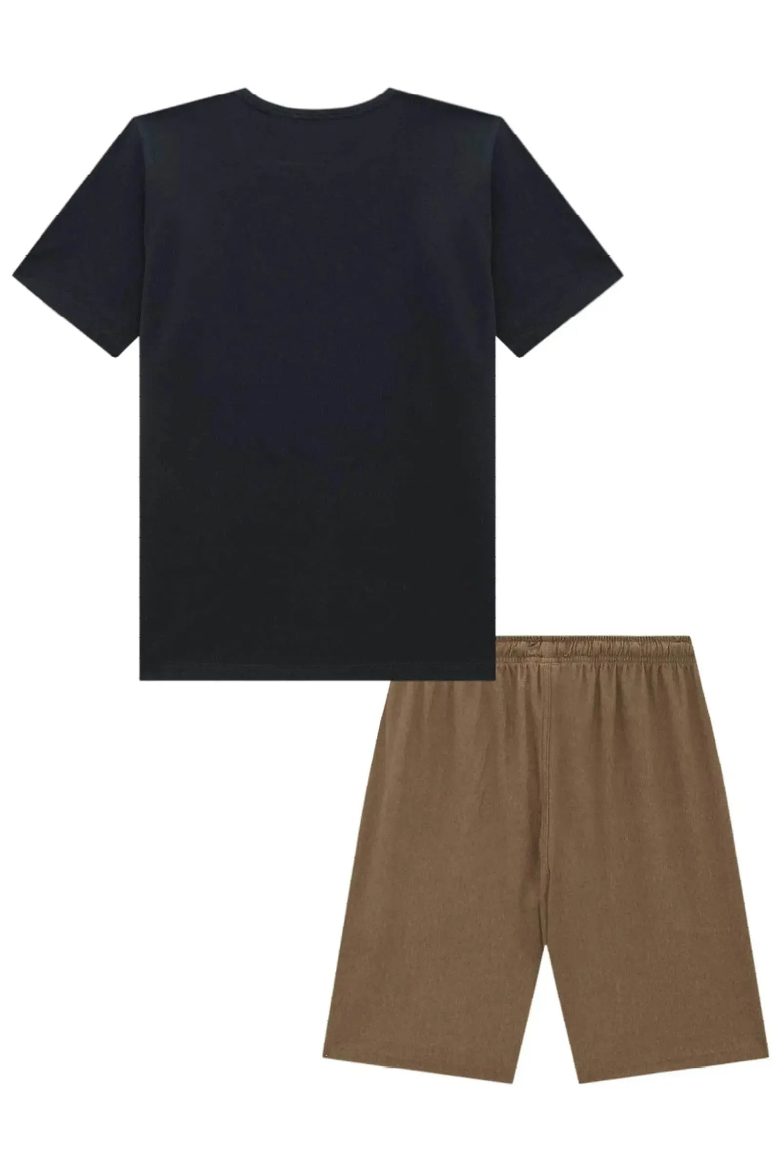 Conjunto de Camiseta em Meia Malha e Bermuda em Cotton Jeans com Elastano 96850 Johnny Fox Teen Menino