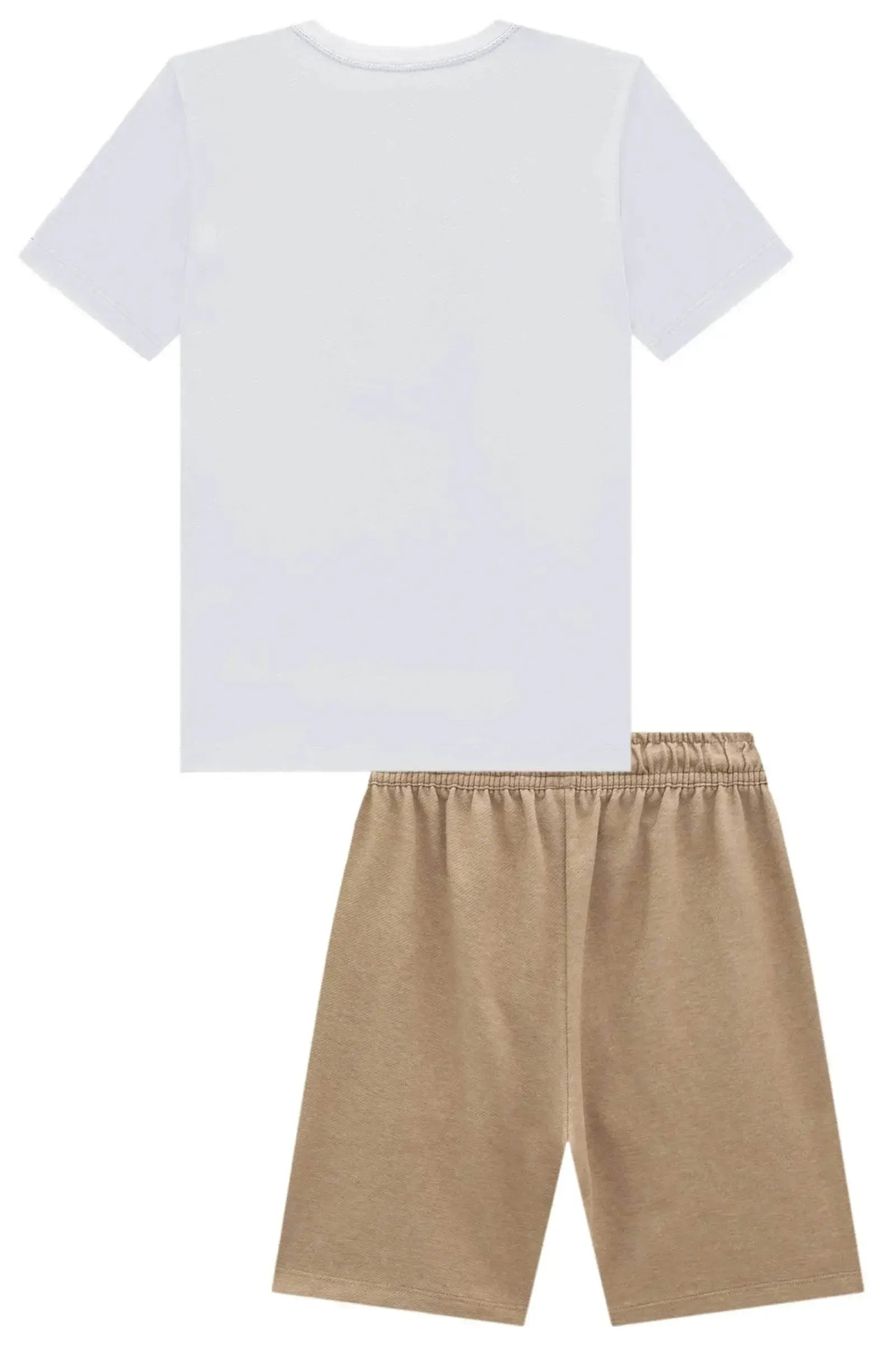 Conjunto de Camiseta em Meia Malha e Bermuda em Cotton Jeans com Elastano 98272 LucBoo Infantil Menino
