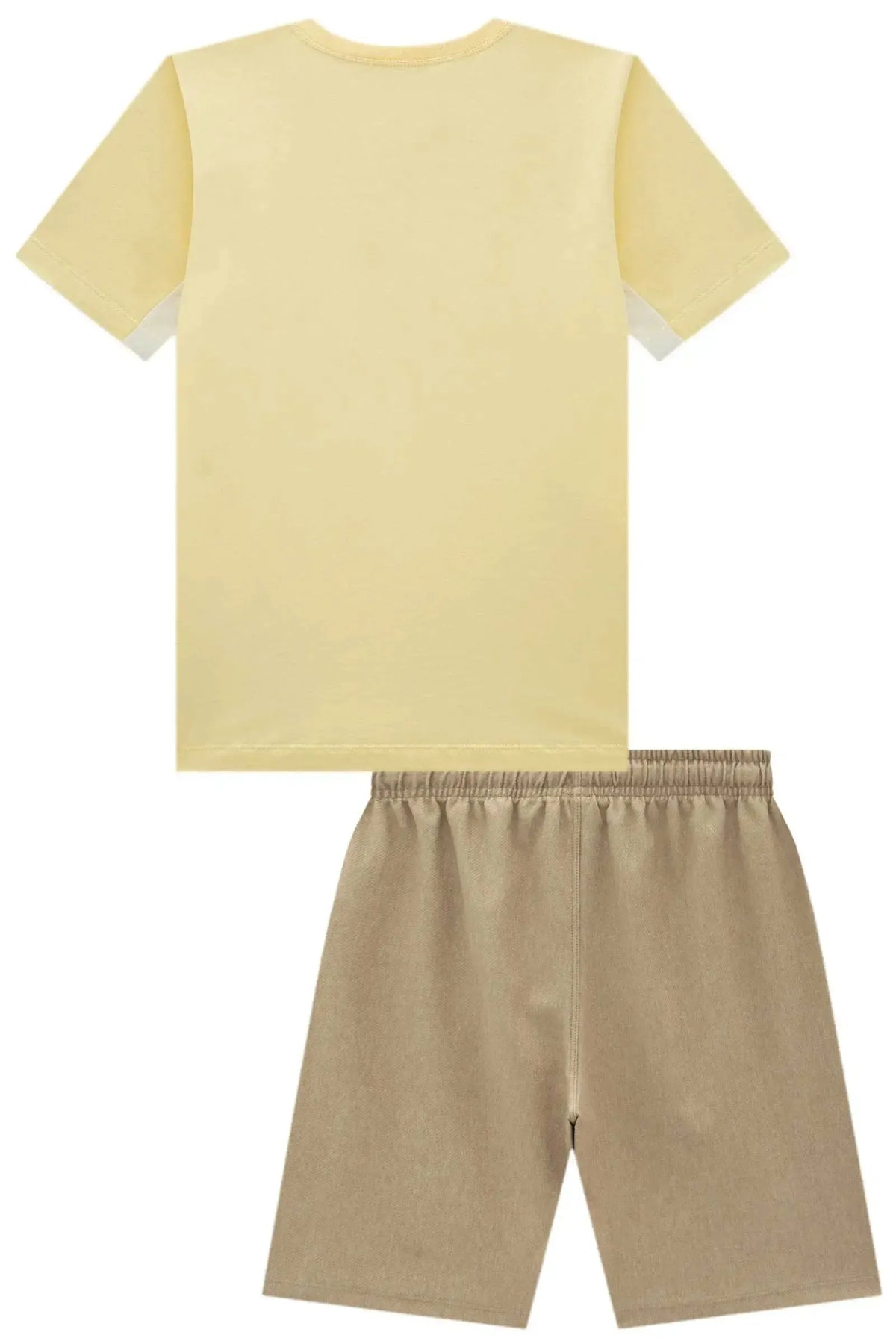 Conjunto de Camiseta em Meia Malha e Bermuda em Cotton Jeans com Elastano 98694 Johnny Fox Teen Menino