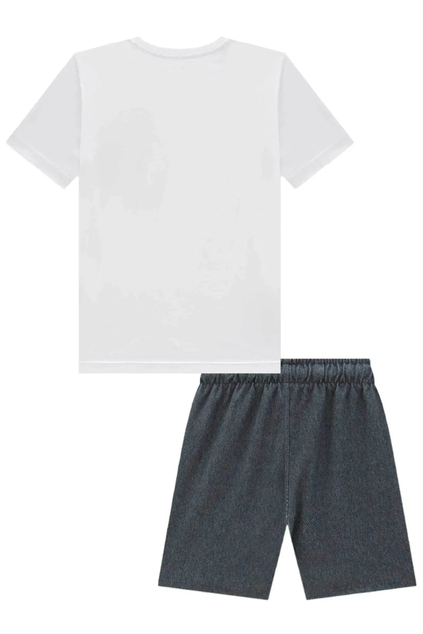 Conjunto de Camiseta em Meia Malha e Bermuda em Cotton Jeans com Elastano 99261 Johnny Fox Teen Menino
