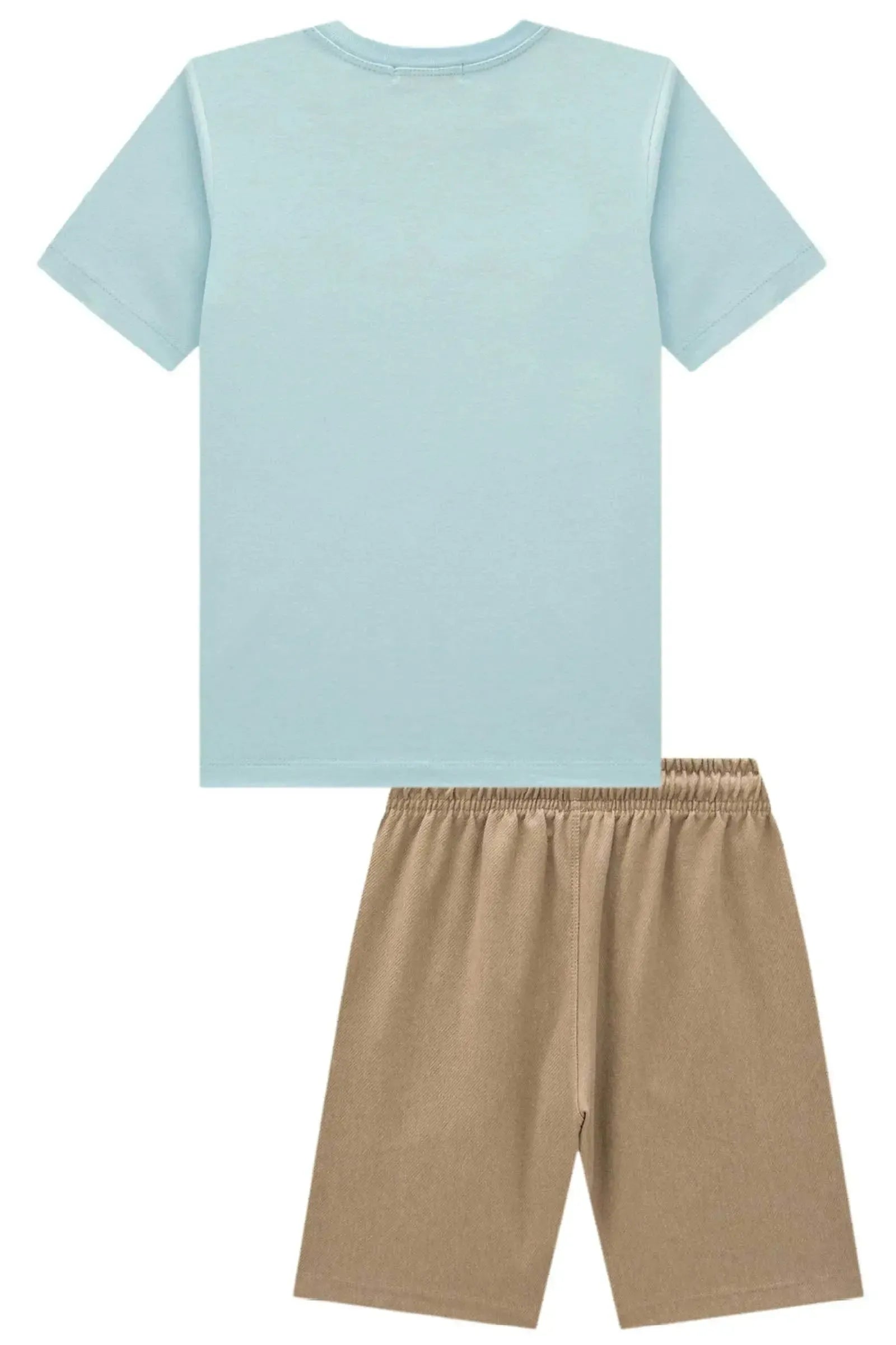 Conjunto de Camiseta em Meia Malha e Bermuda em Cotton Jeans com Elastano 99420 LucBoo Infantil Menino