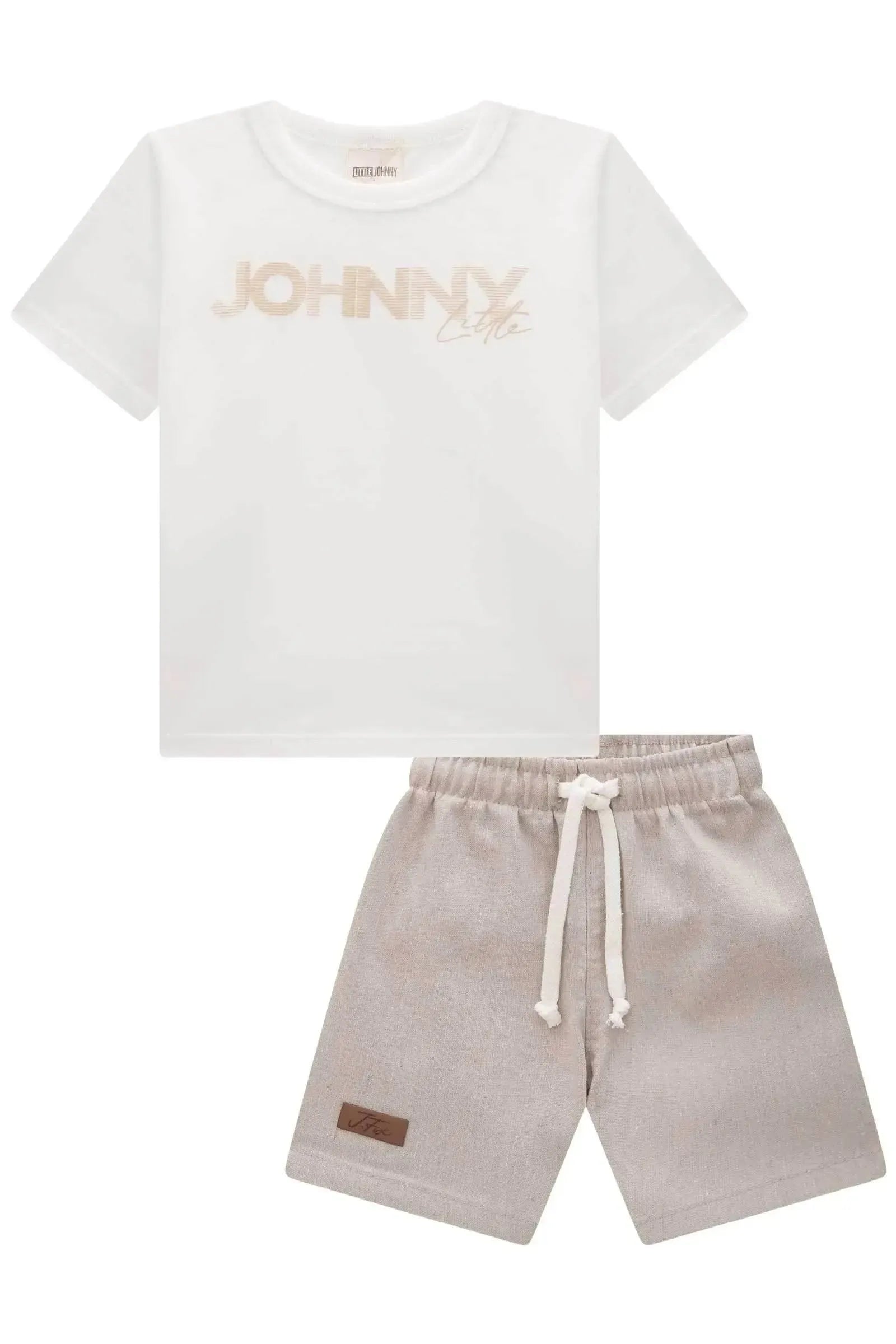 Conjunto de Camiseta em Meia Malha e Bermuda em Ecostretch 84653 Johnny Fox Bebê Menino