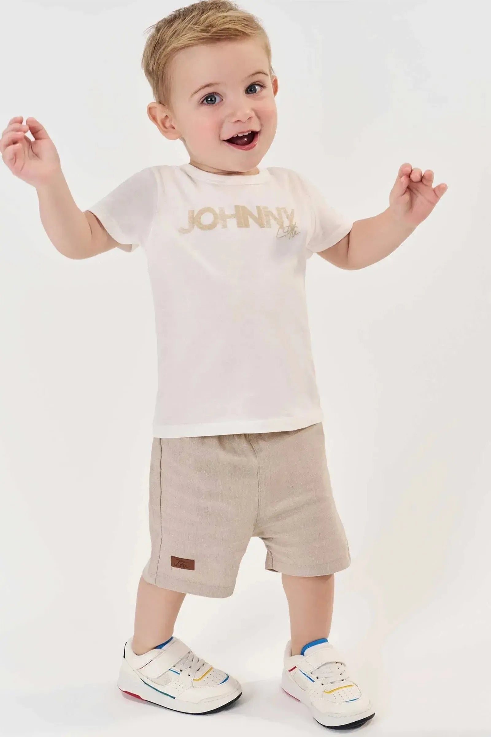 Conjunto de Camiseta em Meia Malha e Bermuda em Ecostretch 84653 Johnny Fox Bebê Menino