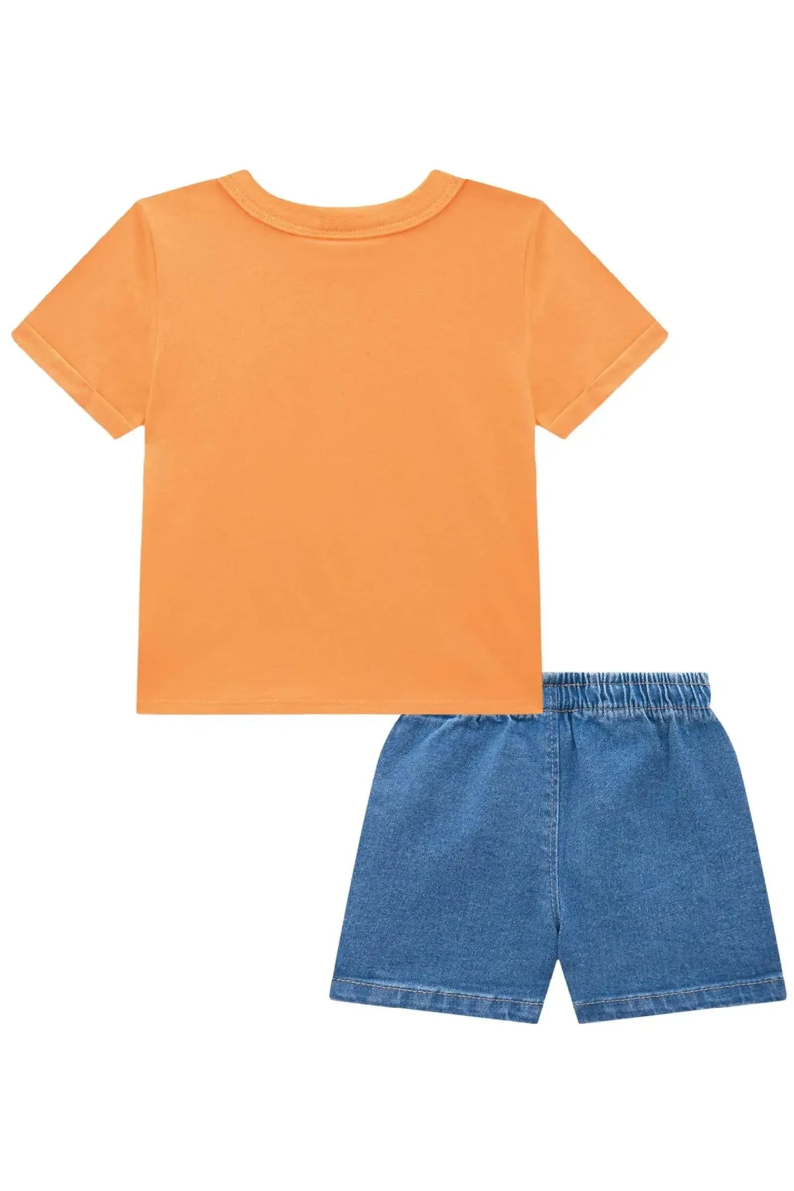 Conjunto de Camiseta em Meia Malha e Bermuda em Jeans Guga com Elastano 84200 LucBoo Bebê Menino