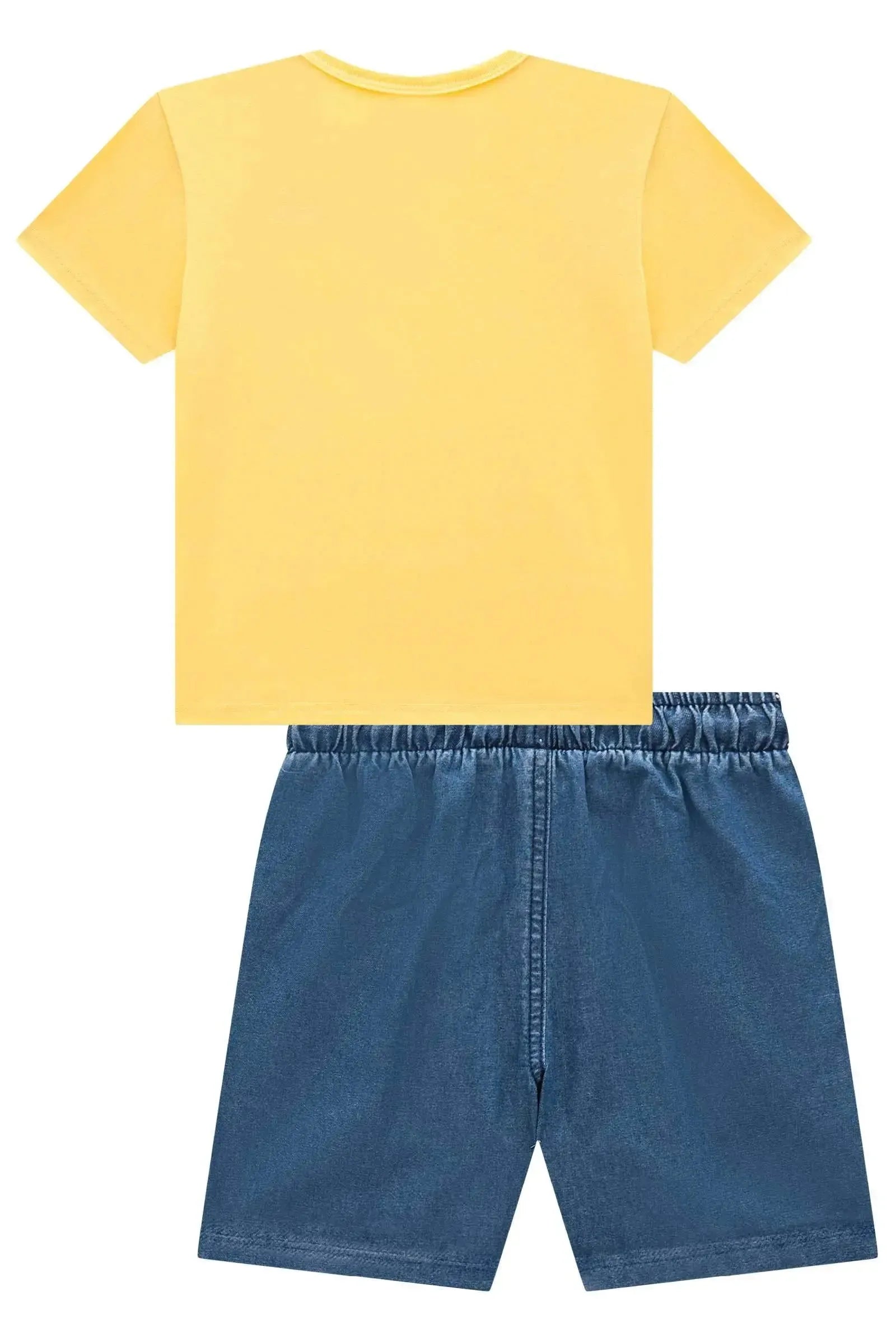 Conjunto de Camiseta em Meia Malha e Bermuda em Jeans Teca com Elastano 95439 Johnny Fox Teen Menino