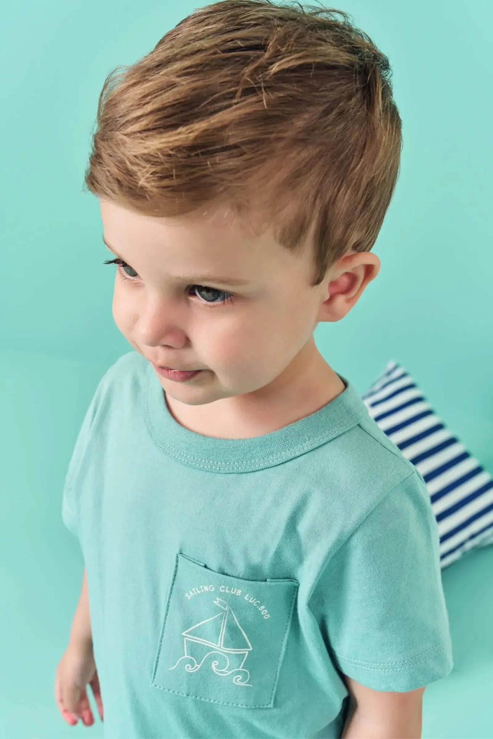 Conjunto de Camiseta em Meia Malha e Bermuda em Linho Santorine 82915 LucBoo Bebê Menino