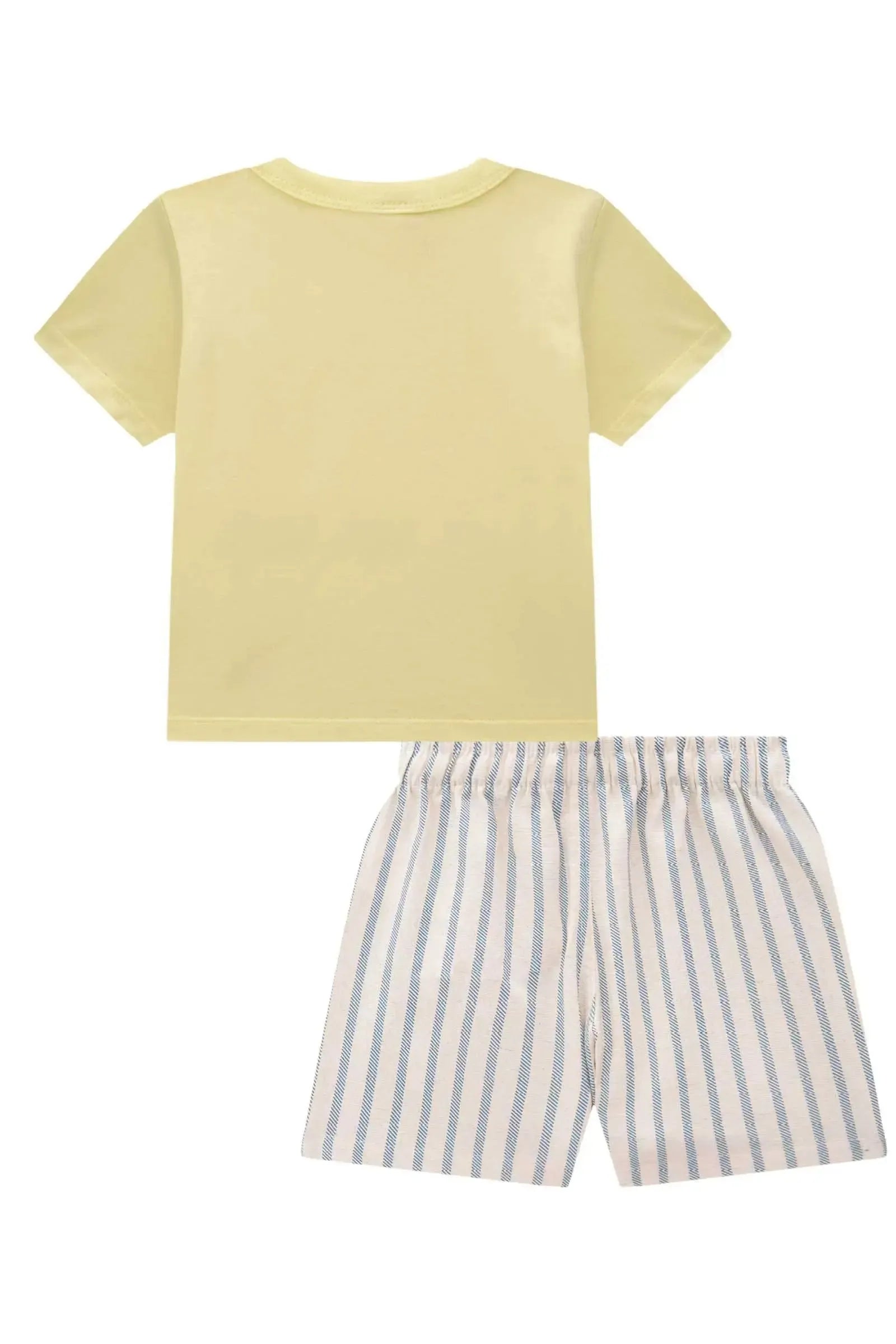 Conjunto de Camiseta em Meia Malha e Bermuda em Linho Santorine 82915 LucBoo Bebê Menino