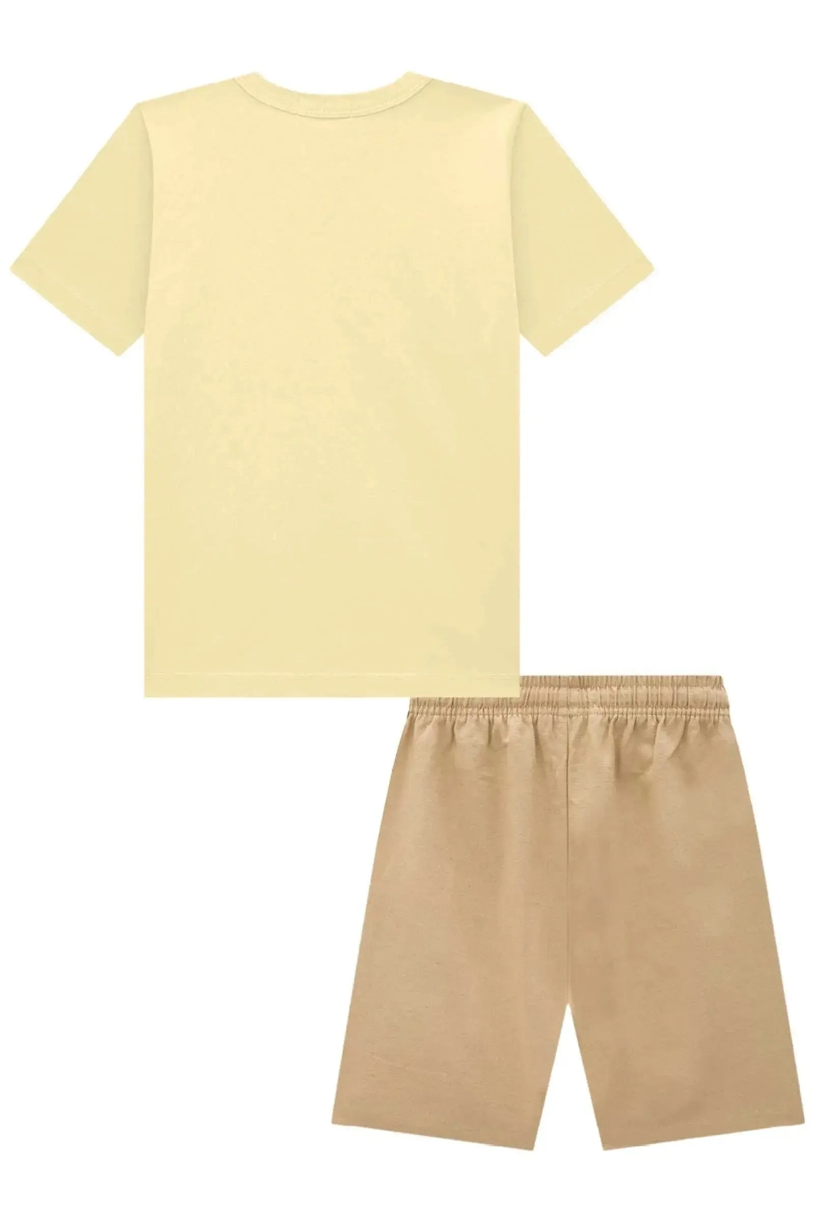 Conjunto de Camiseta em Meia Malha e Bermuda em Linho Santorine com Elastano 96555 LucBoo Infantil Menino