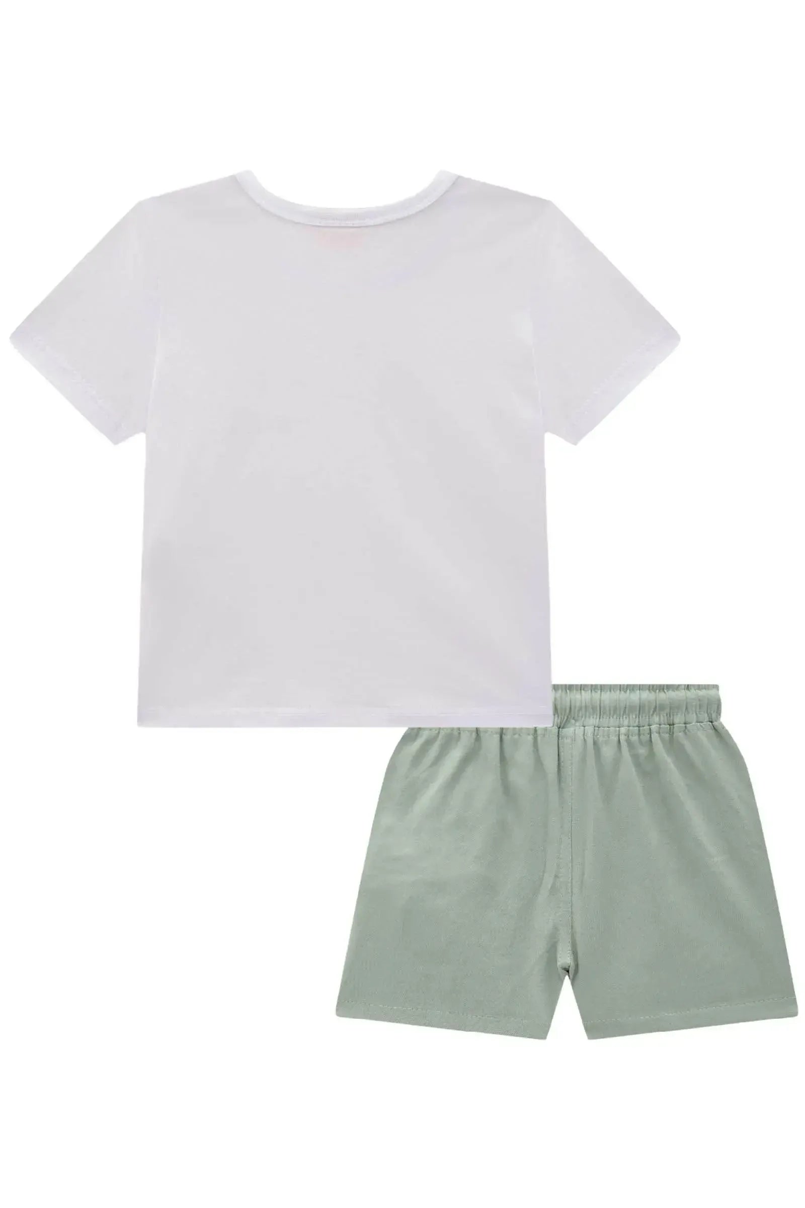 Conjunto de Camiseta em Meia Malha e Bermuda em Linho Santorine com Elastano 83392 LucBoo Bebê Menino