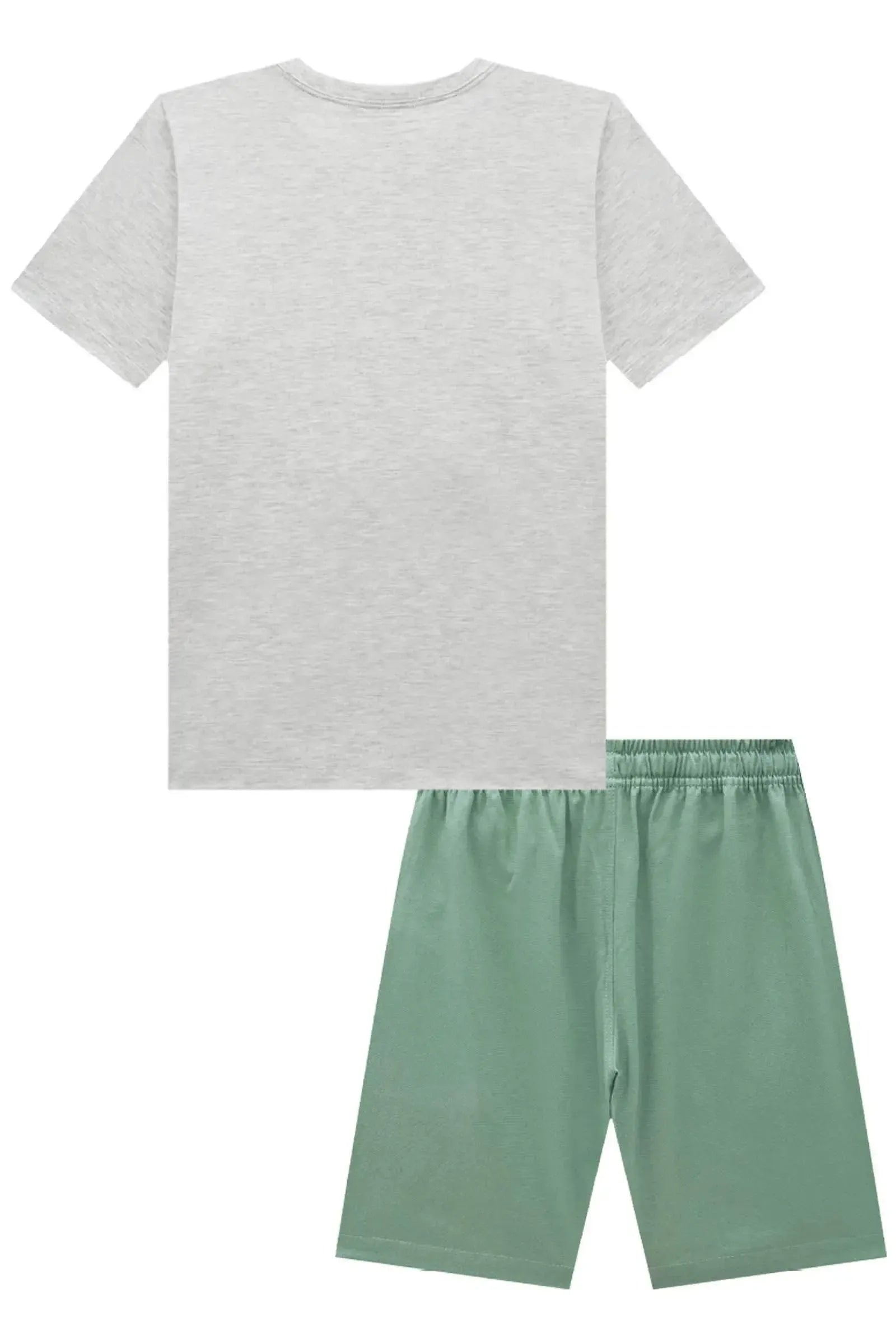 Conjunto de Camiseta em Meia Malha e Bermuda em Linho Santorine com Elastano 93333 Johnny Fox Teen Menino