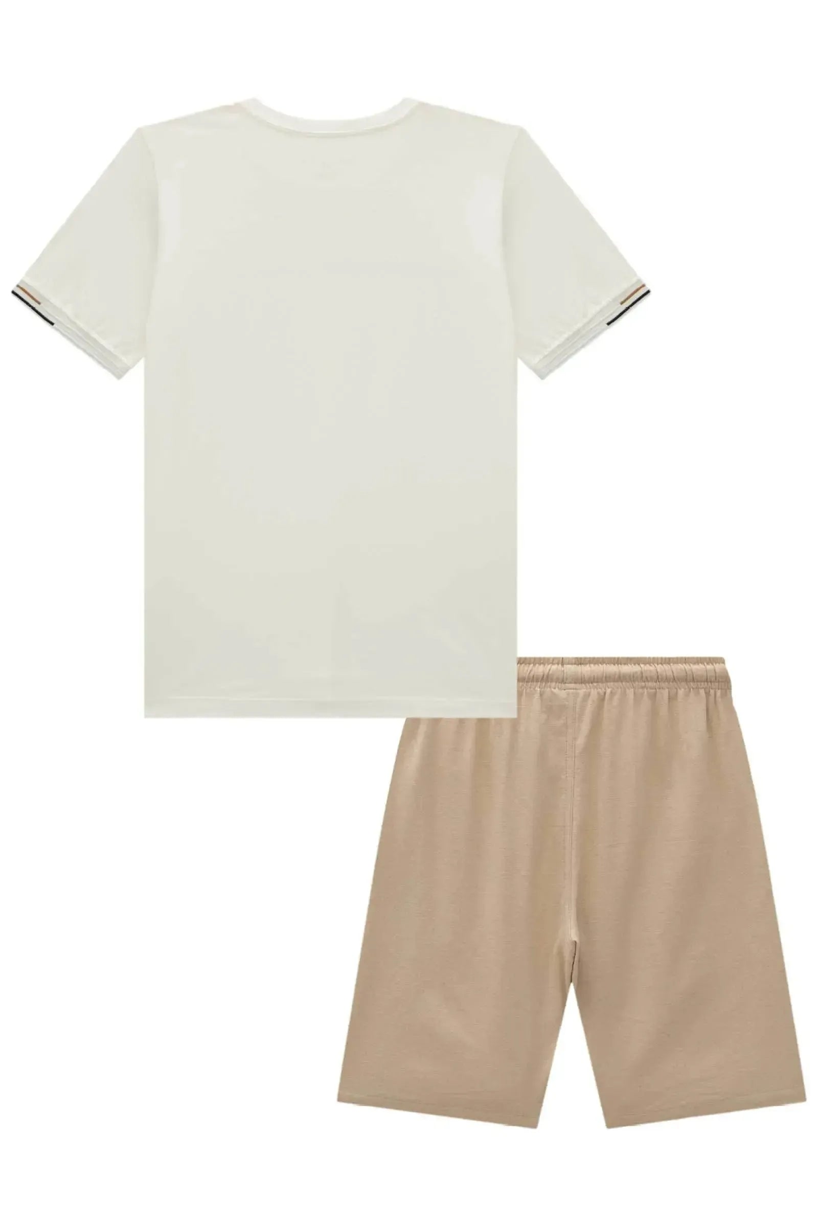 Conjunto de Camiseta em Meia Malha e Bermuda em Linho Santorine com Elastano 96400 Johnny Fox Teen Menino