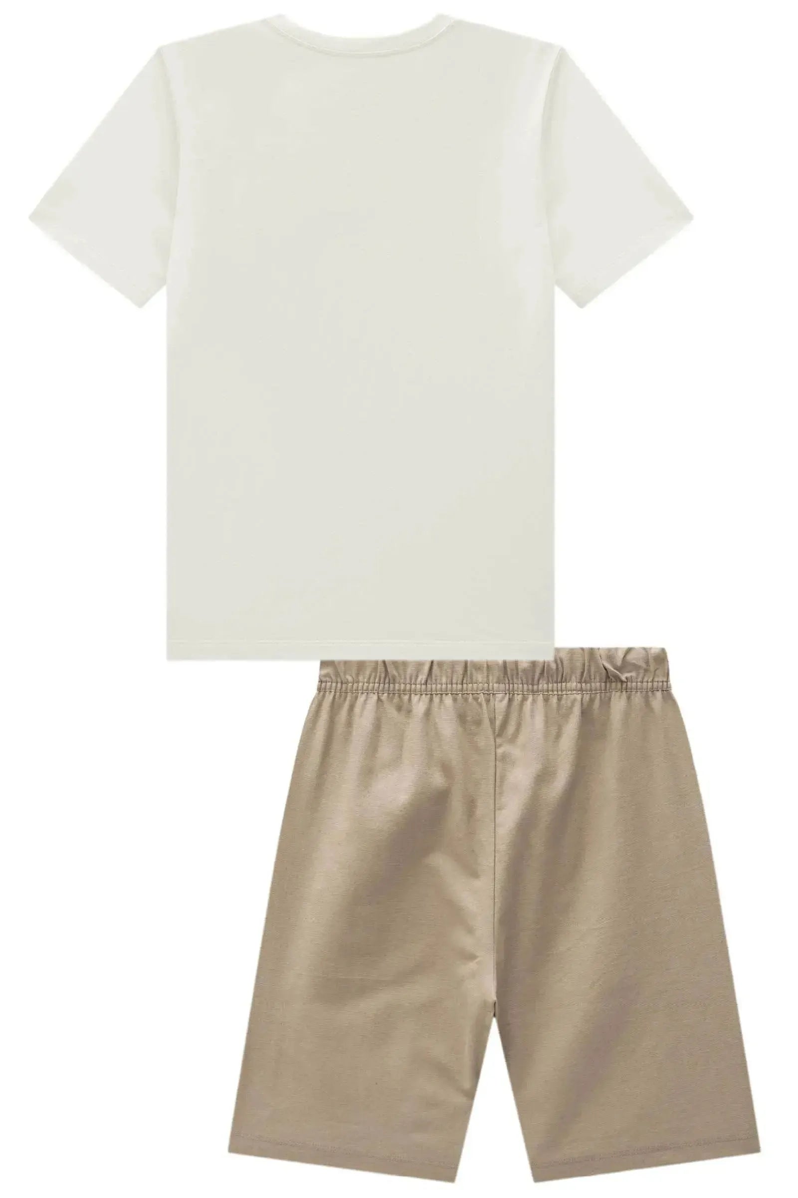 Conjunto de Camiseta em Meia Malha e Bermuda em Linho Santorine com Elastano 97990 Johnny Fox Teen Menino