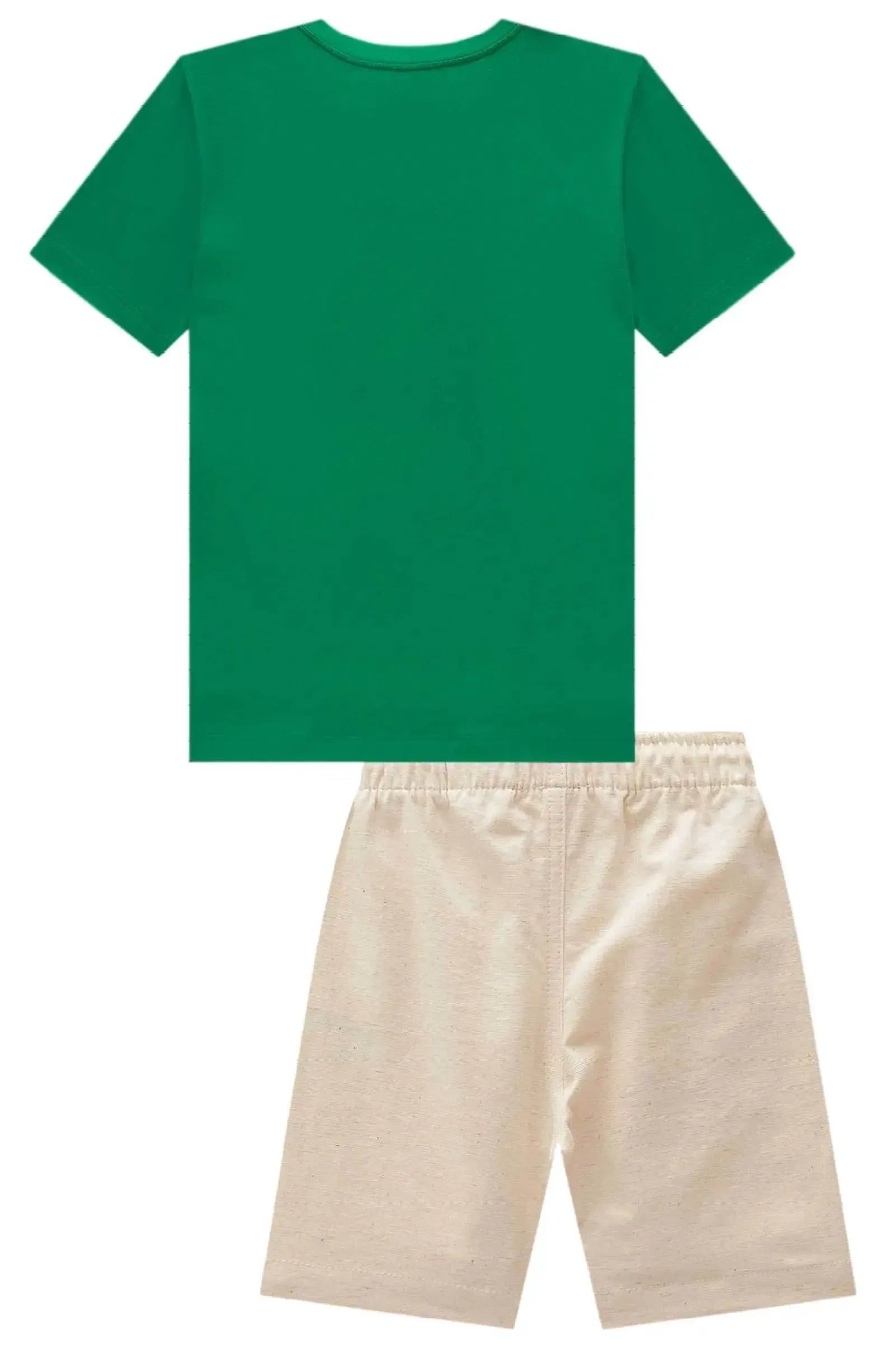 Conjunto de Camiseta em Meia Malha e Bermuda em Linho Santorine com Elastano 99638 LucBoo Infantil Menino