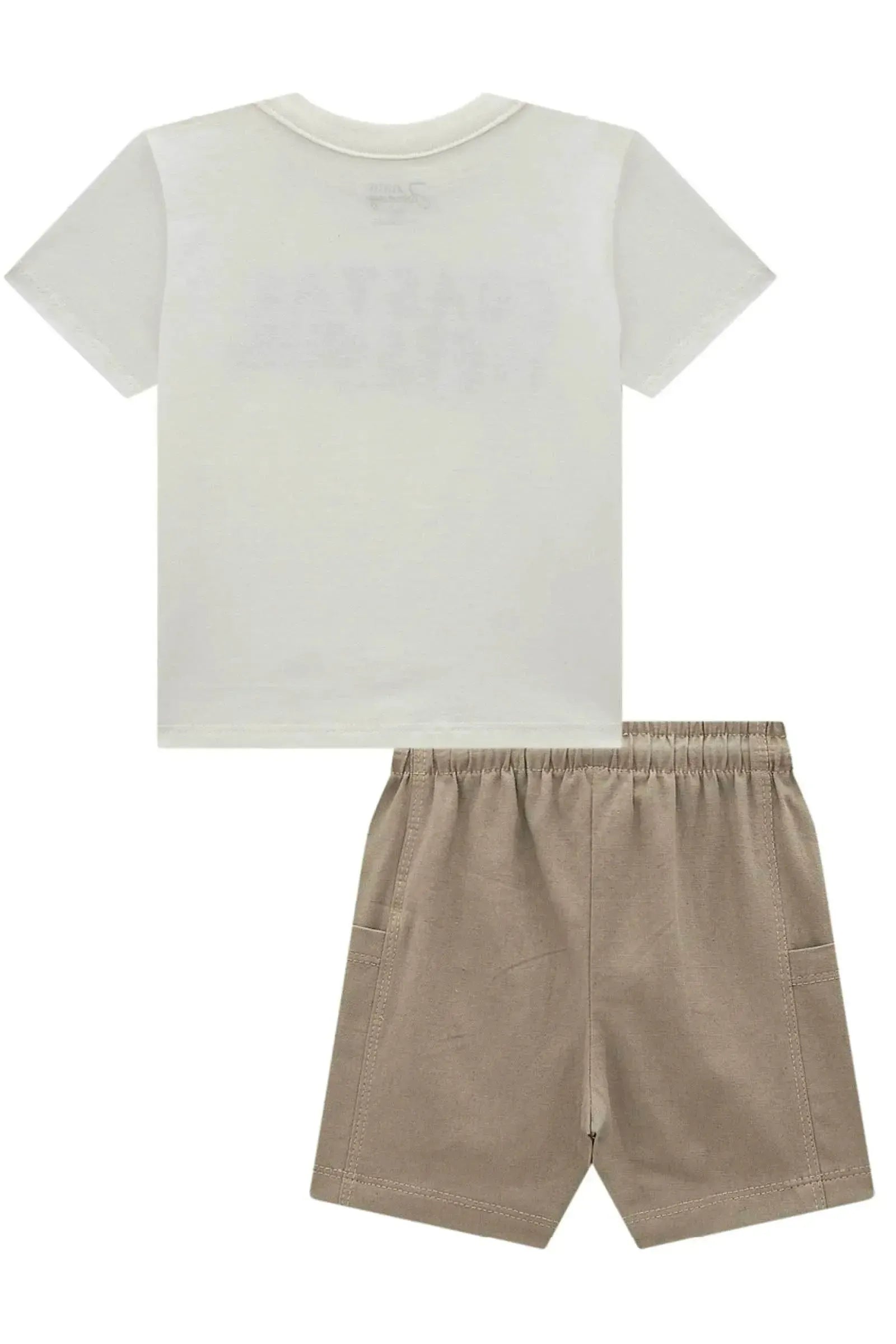 Conjunto de Camiseta em Meia Malha e Bermuda em Linho Santorini com Elastano 93027 Johnny Fox Bebê Menino