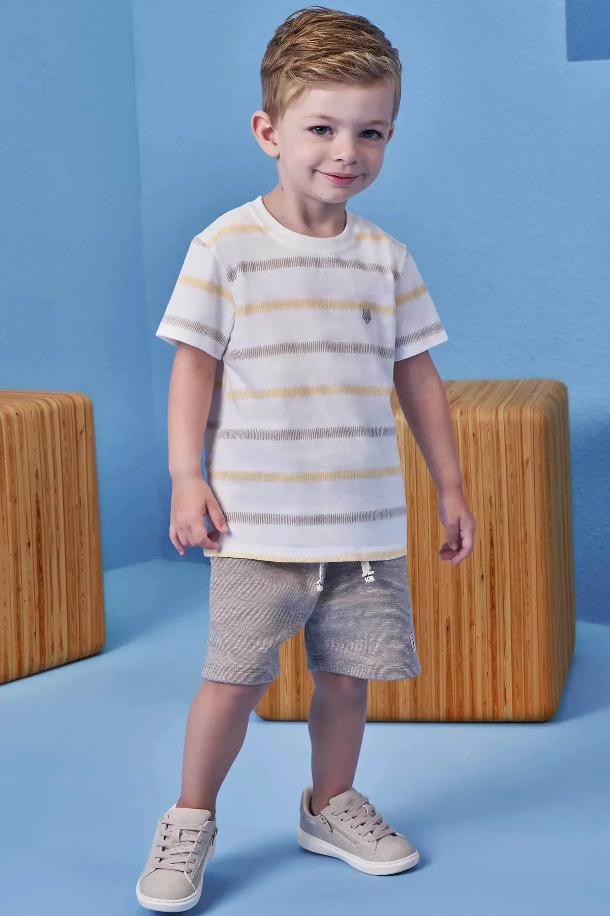 Conjunto de Camiseta em Meia Malha e Bermuda em Malha Active 99411 Johnny Fox Teen Menino