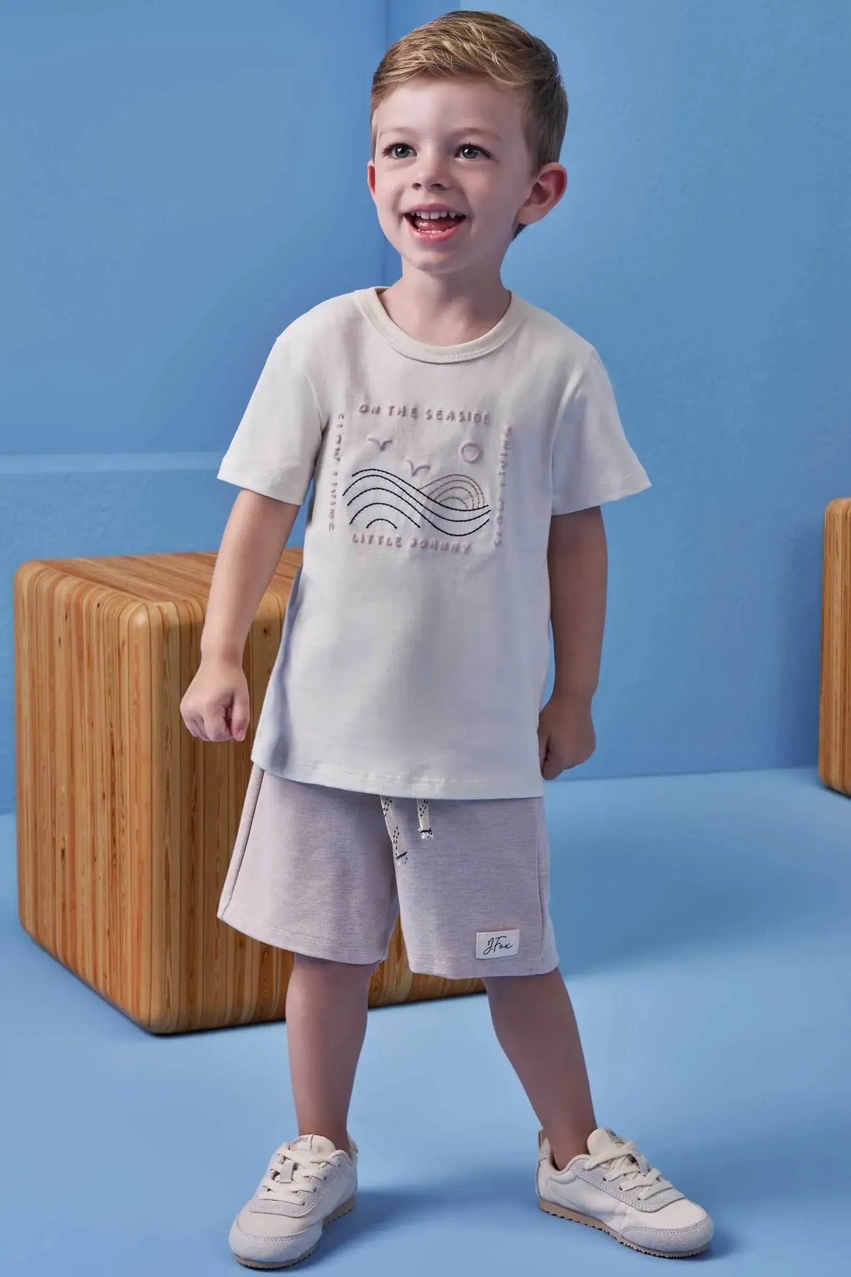 Conjunto de Camiseta em Meia Malha e Bermuda em Malha Afaiataria com Elastano 99030 Johnny Fox Teen Menino