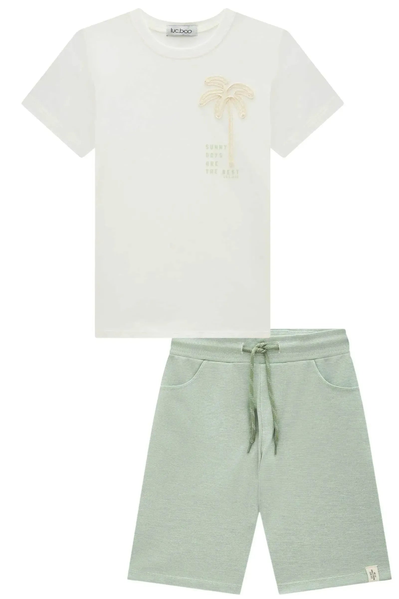 Conjunto de Camiseta em Meia Malha e Bermuda em Malha Alfaiataria 96029 LucBoo Infantil Menino