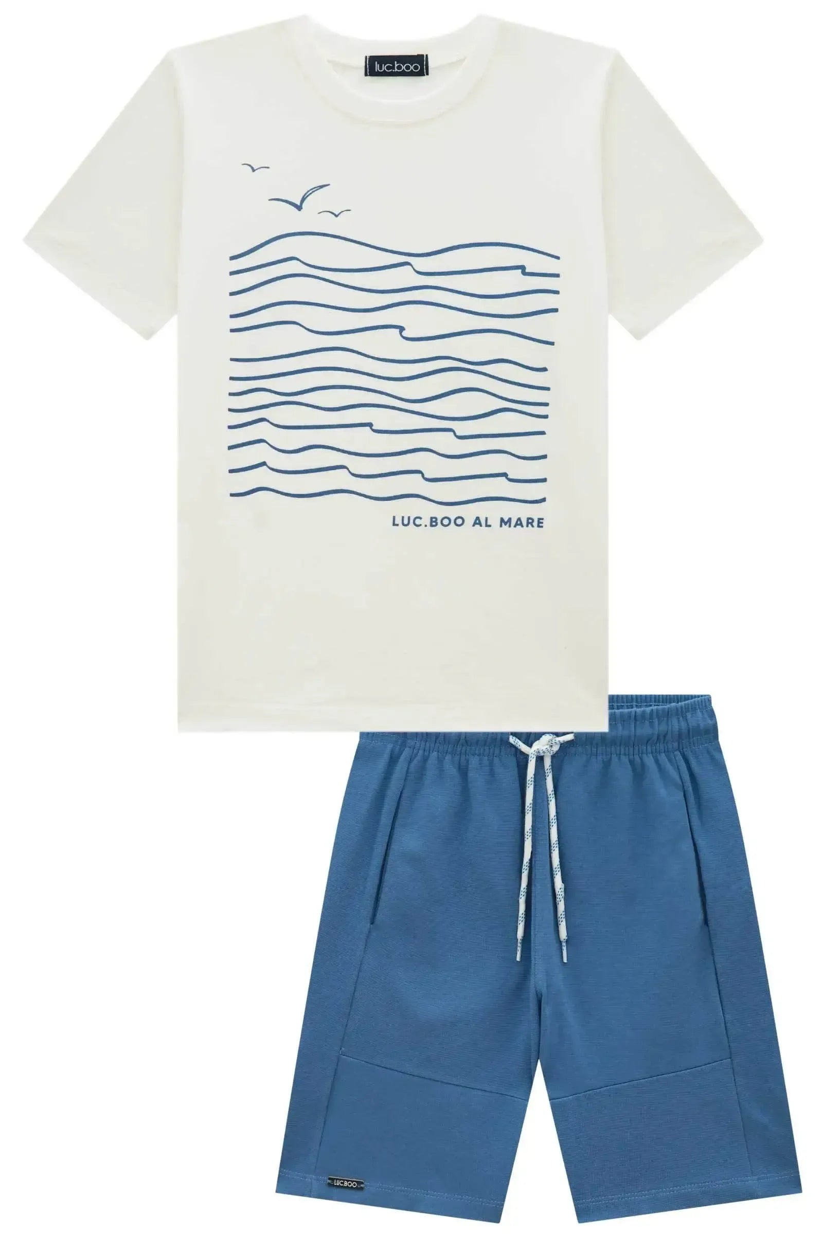 Conjunto de Camiseta em Meia Malha e Bermuda em Malha Alfaiataria 96045 LucBoo Infantil Menino