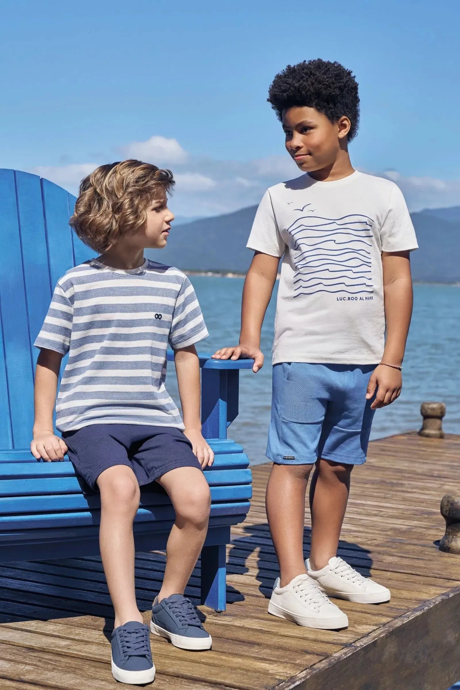 Conjunto de Camiseta em Meia Malha e Bermuda em Malha Alfaiataria 96045 LucBoo Infantil Menino