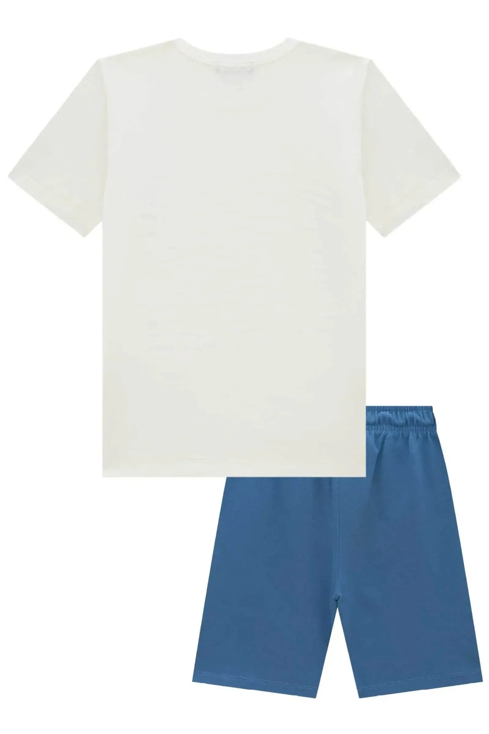 Conjunto de Camiseta em Meia Malha e Bermuda em Malha Alfaiataria 96045 LucBoo Infantil Menino