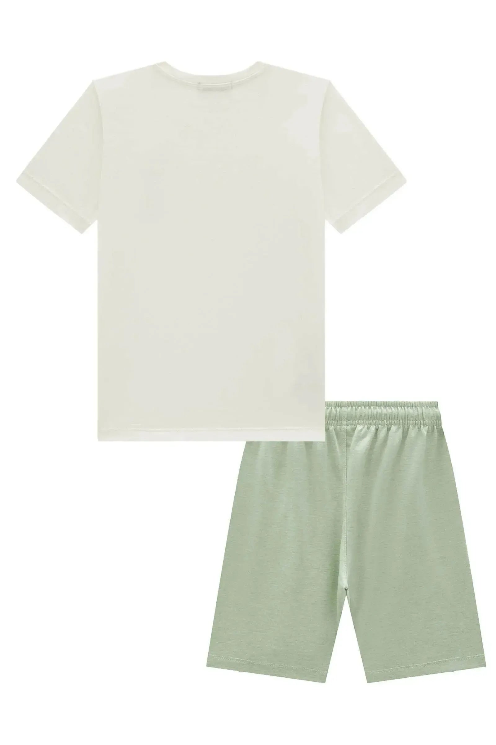 Conjunto de Camiseta em Meia Malha e Bermuda em Malha Alfaiataria 96644 LucBoo Infantil Menino