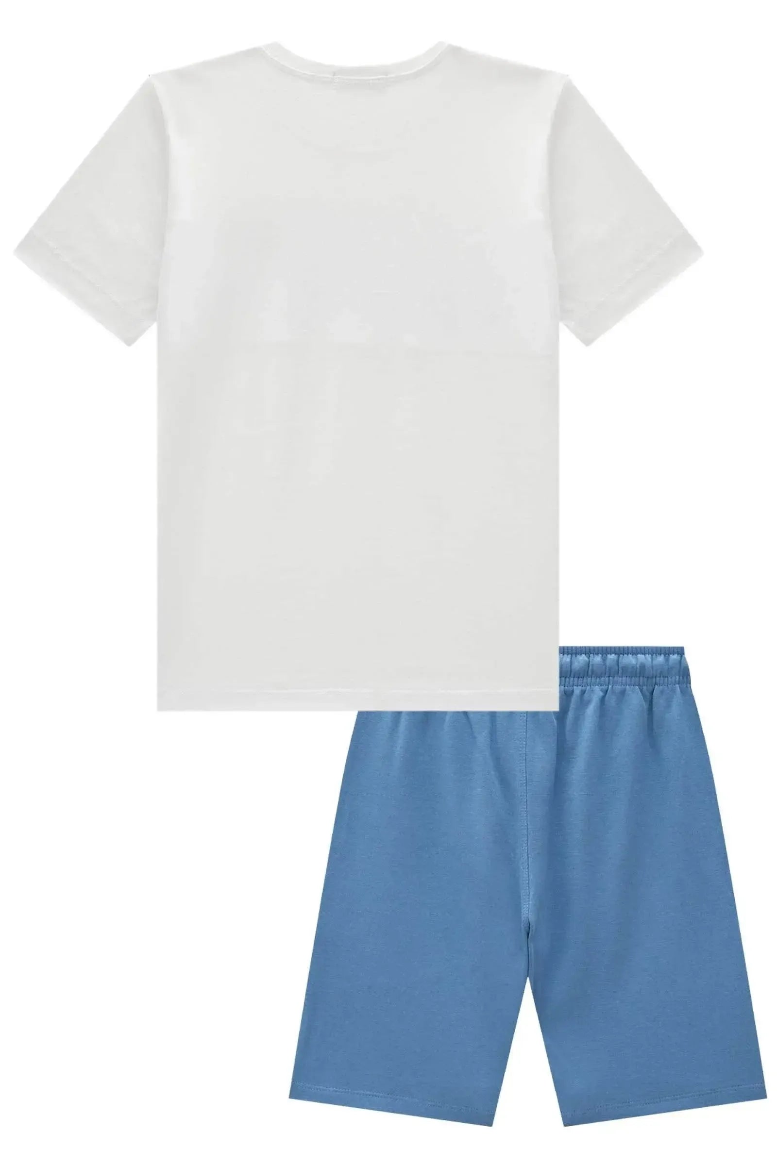 Conjunto de Camiseta em Meia Malha e Bermuda em Malha Alfaiataria 96925 LucBoo Infantil Menino