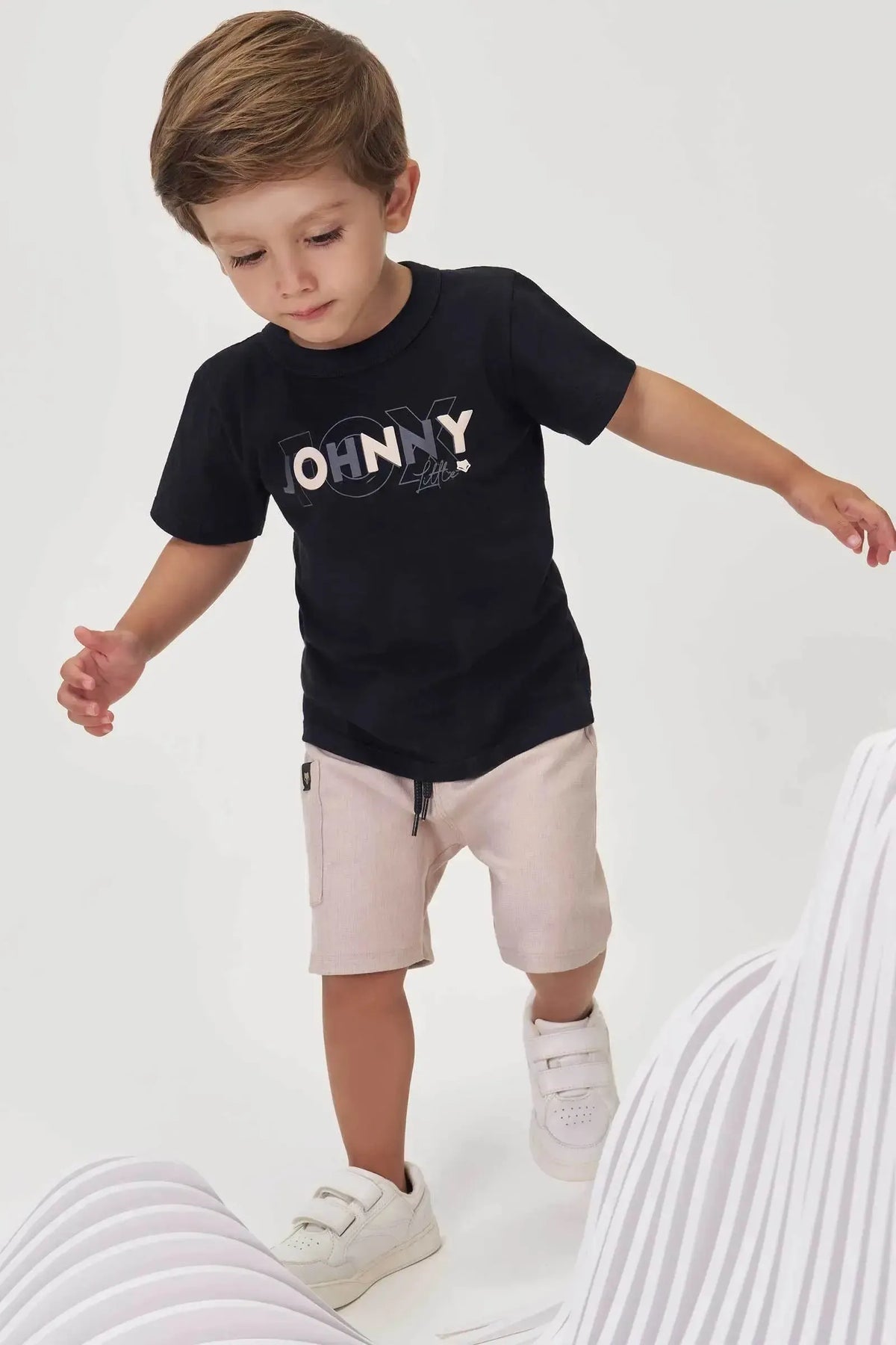 Conjunto de Camiseta em Meia Malha e Bermuda em Malha Alfaiataria 99257 Johnny Fox Teen Menino