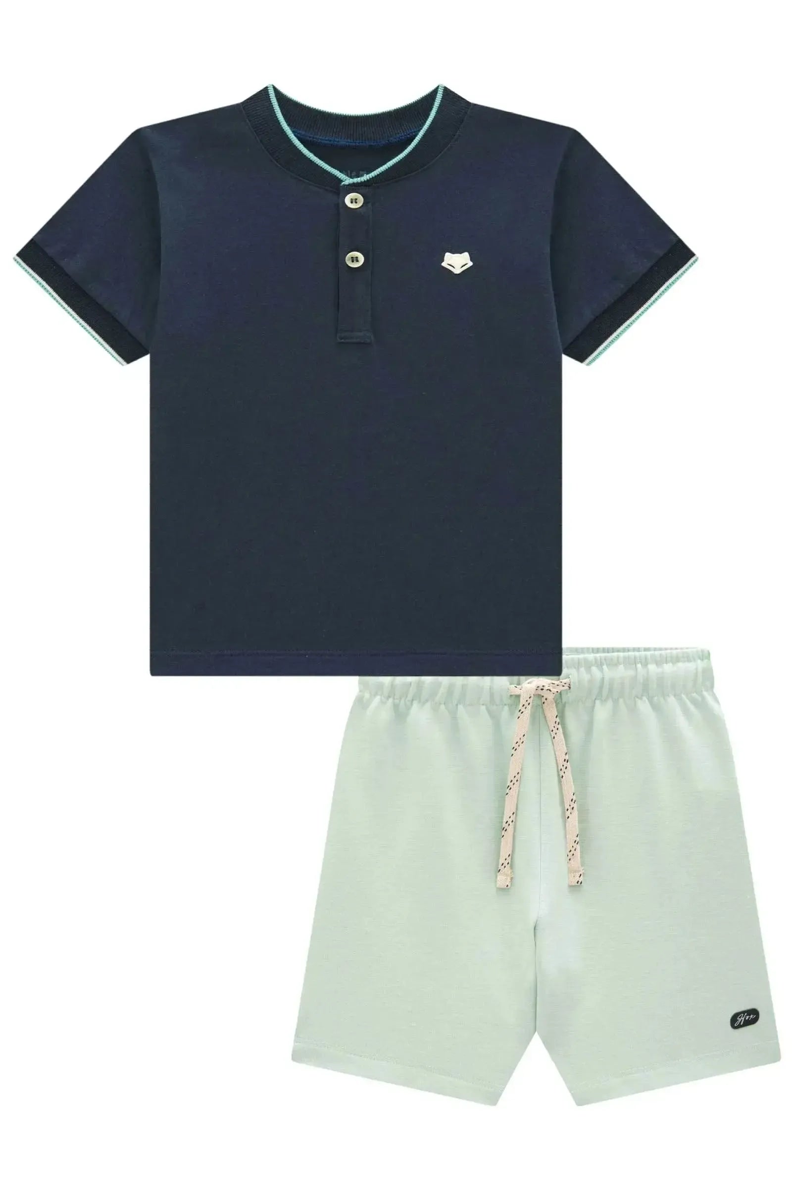 Conjunto de Camiseta em Meia Malha e Bermuda em Malha Alfaiataria 99409 Johnny Fox Teen Menino