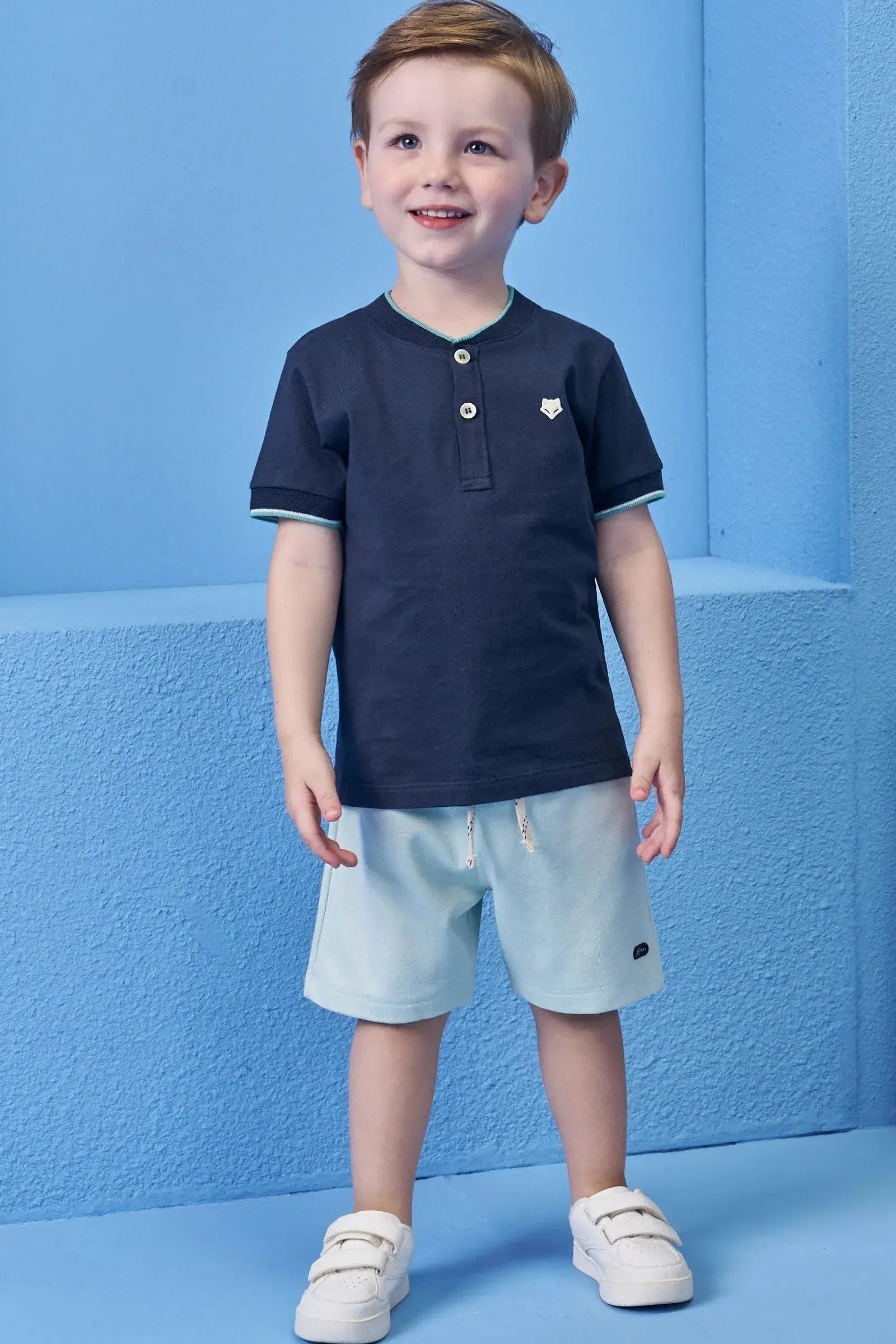 Conjunto de Camiseta em Meia Malha e Bermuda em Malha Alfaiataria 99409 Johnny Fox Teen Menino