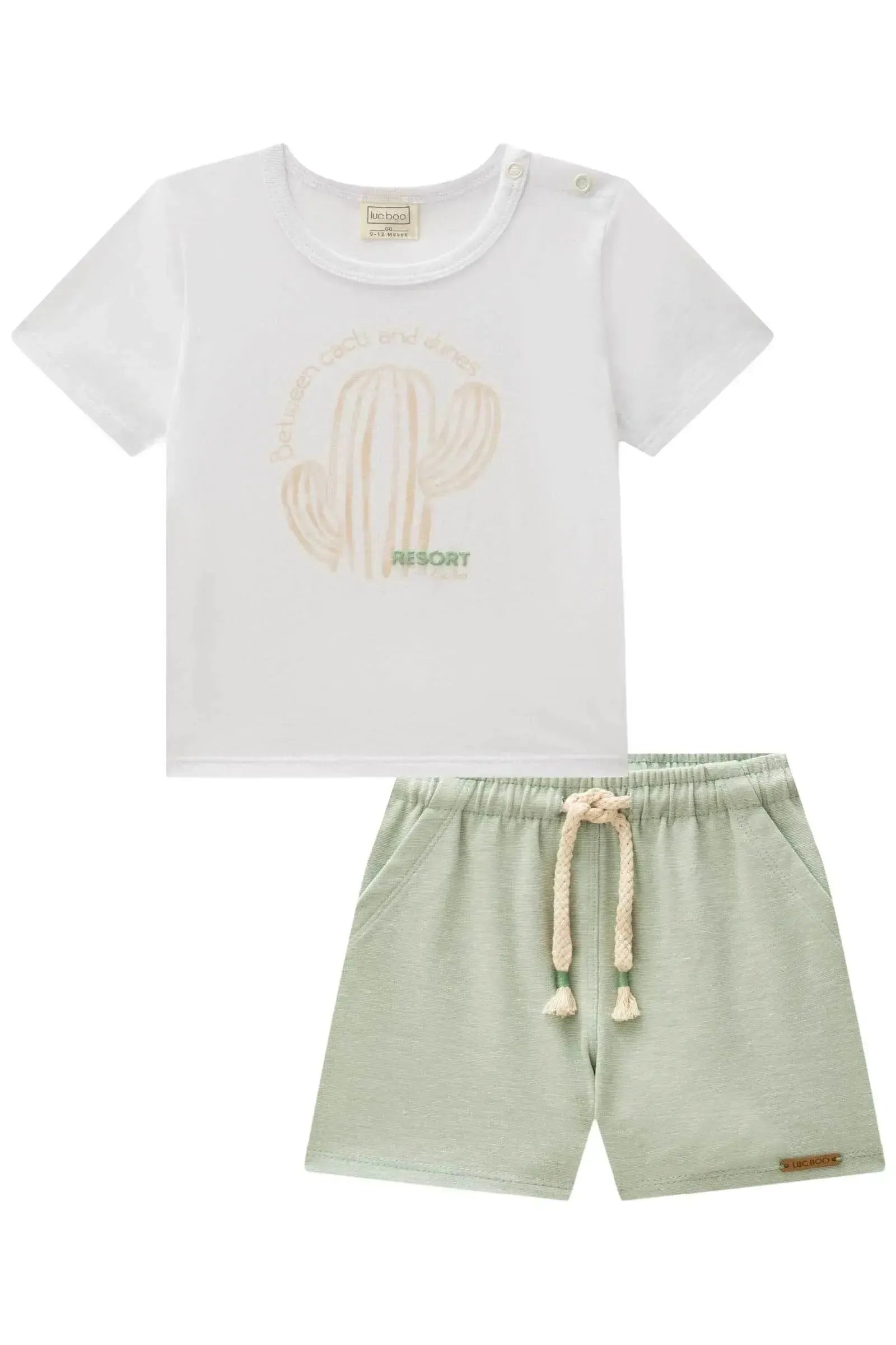 Conjunto de Camiseta em Meia Malha e Bermuda em Malha Alfaiataria com Elastano 86721 LucBoo Bebê Menino