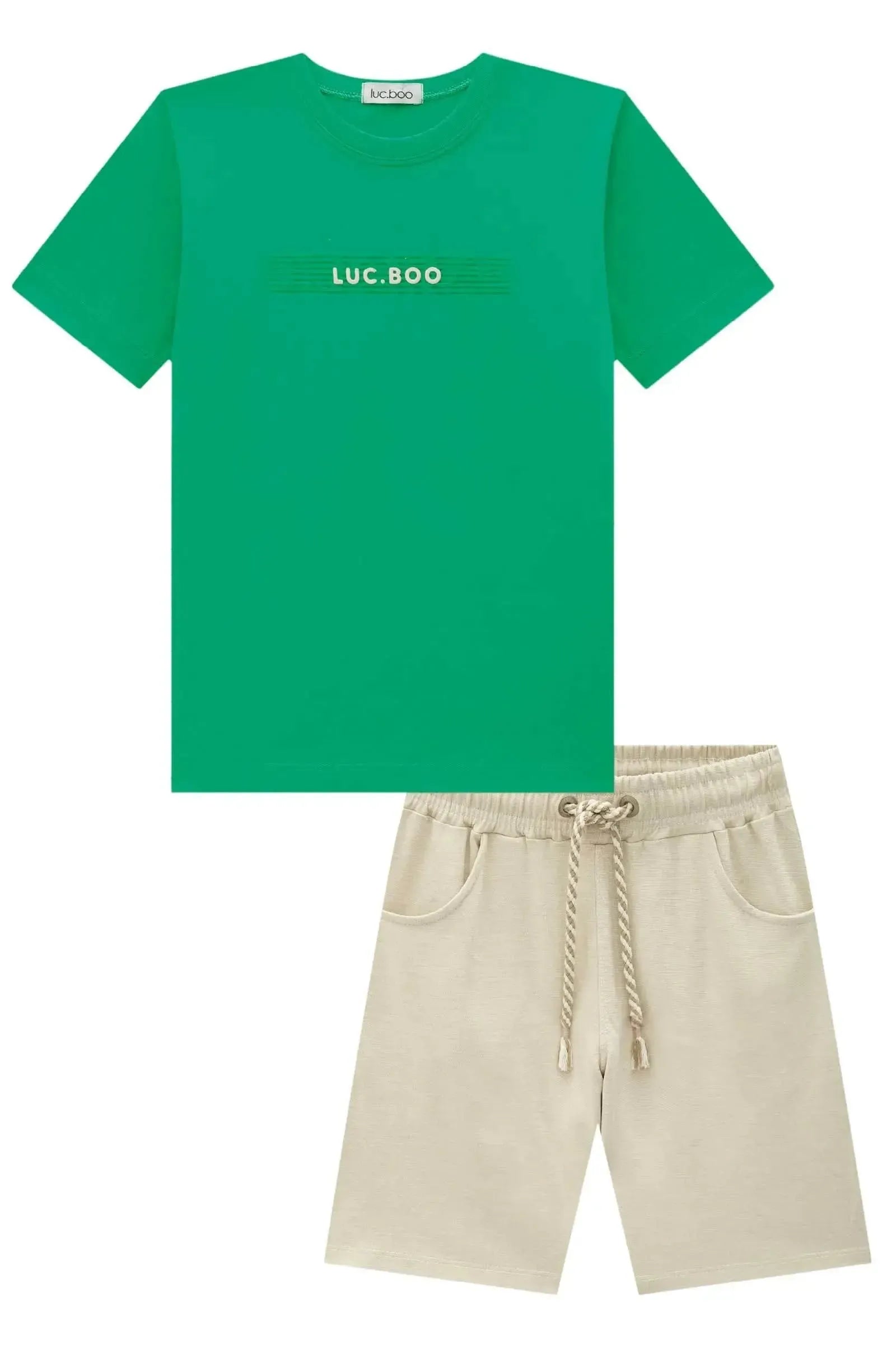 Conjunto de Camiseta em Meia Malha e Bermuda em Malha Alfaiataria com Elastano 87533 LucBoo Infantil Menino