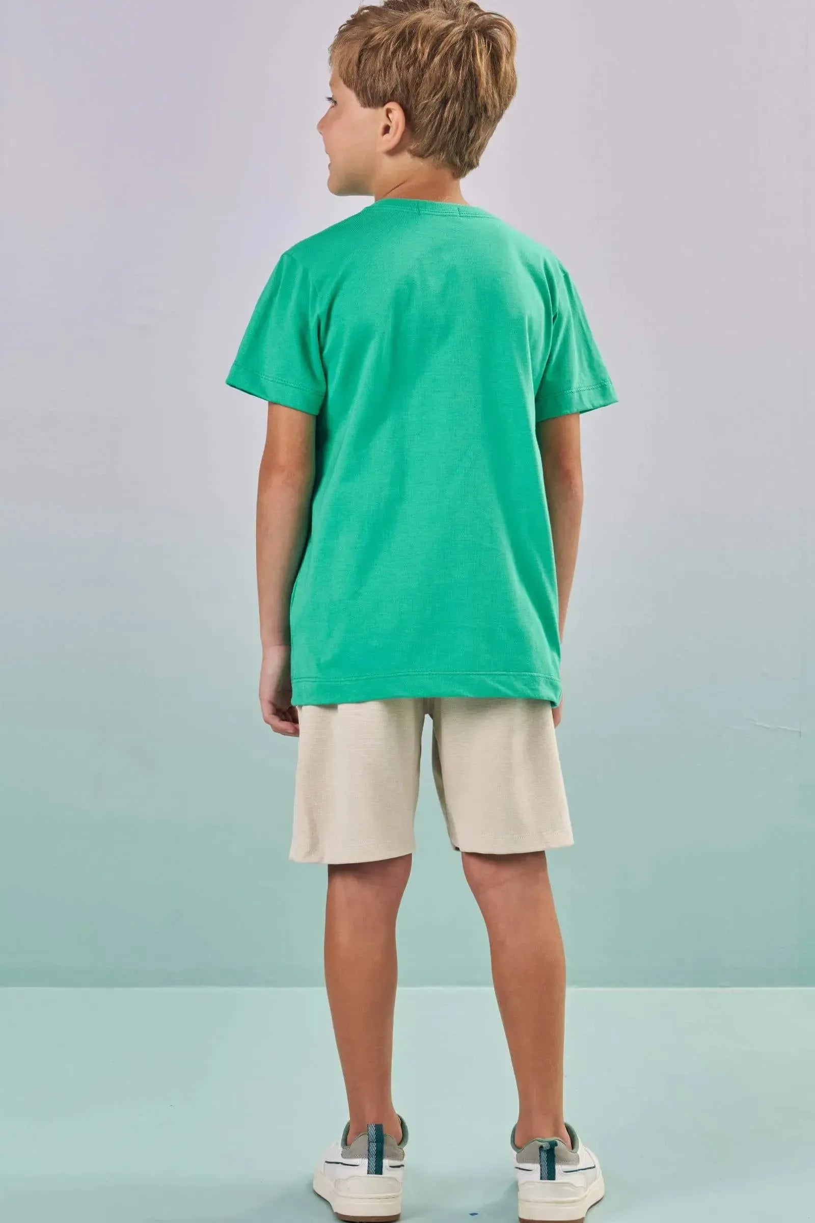 Conjunto de Camiseta em Meia Malha e Bermuda em Malha Alfaiataria com Elastano 87533 LucBoo Infantil Menino