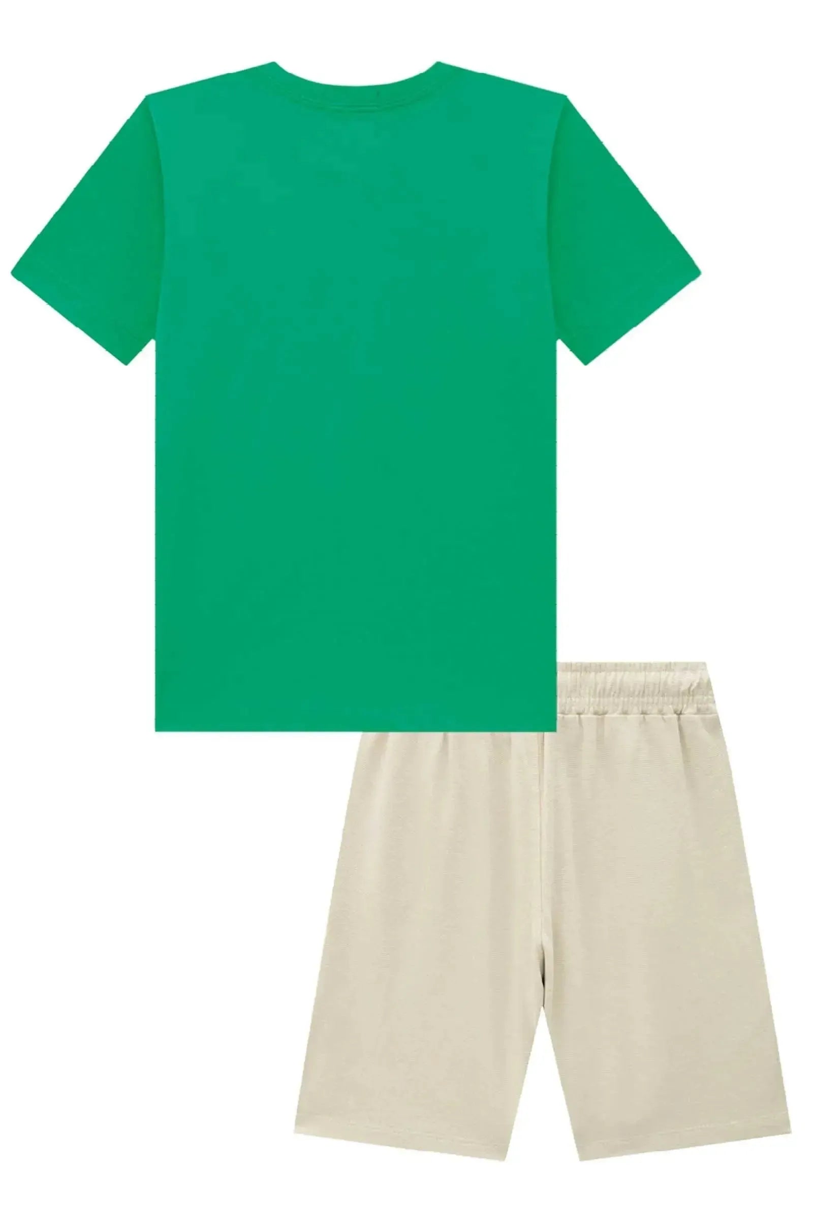 Conjunto de Camiseta em Meia Malha e Bermuda em Malha Alfaiataria com Elastano 87533 LucBoo Infantil Menino