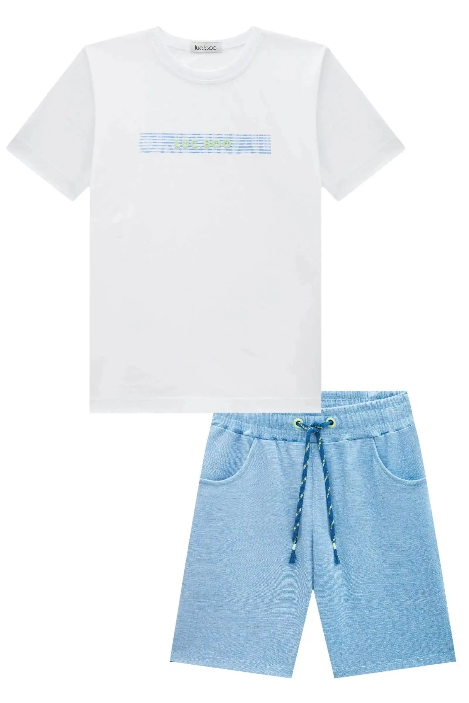 Conjunto de Camiseta em Meia Malha e Bermuda em Malha Alfaiataria com Elastano 87533 LucBoo Infantil Menino